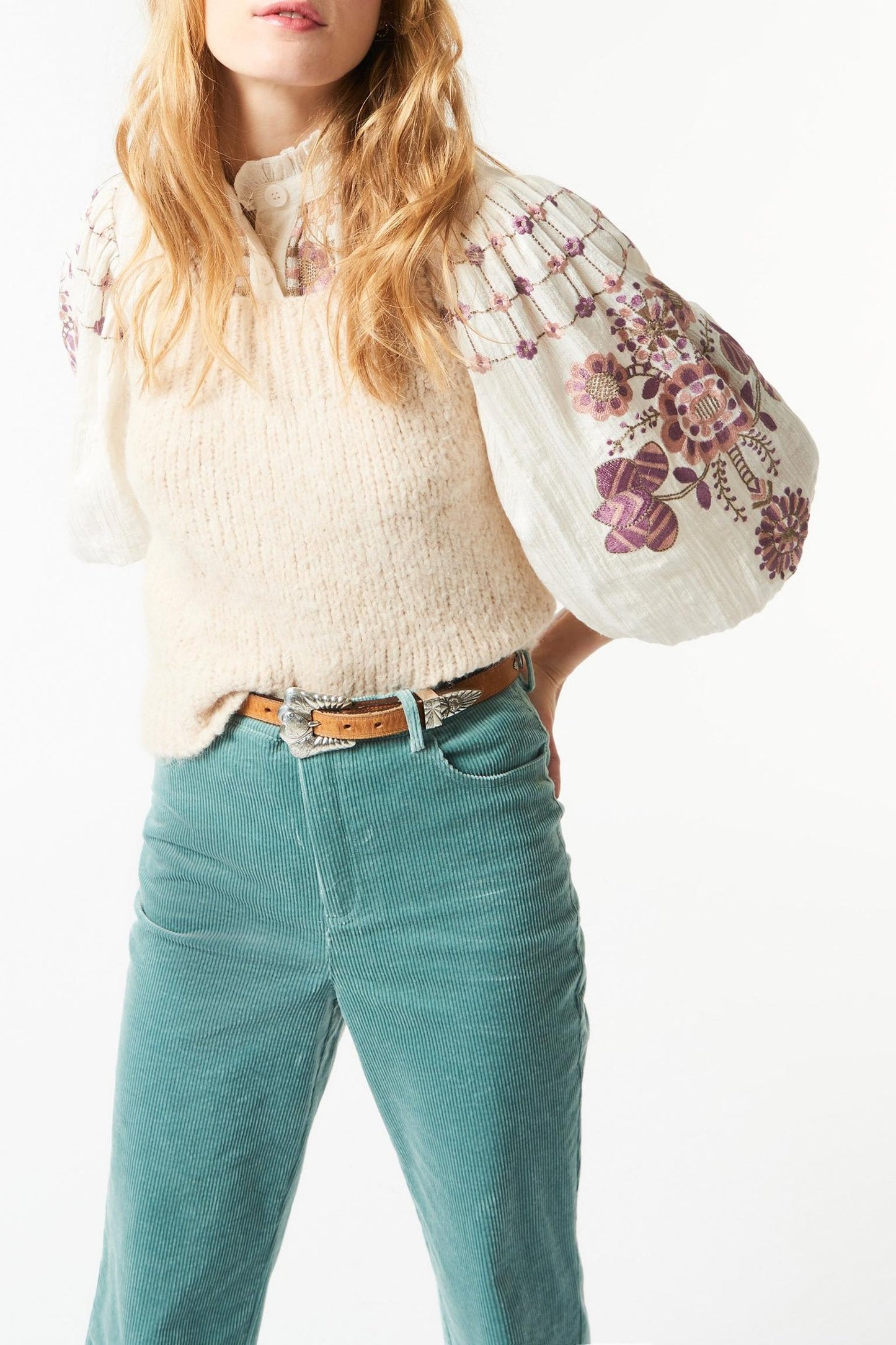 Moni velvet flared pants - Aqua