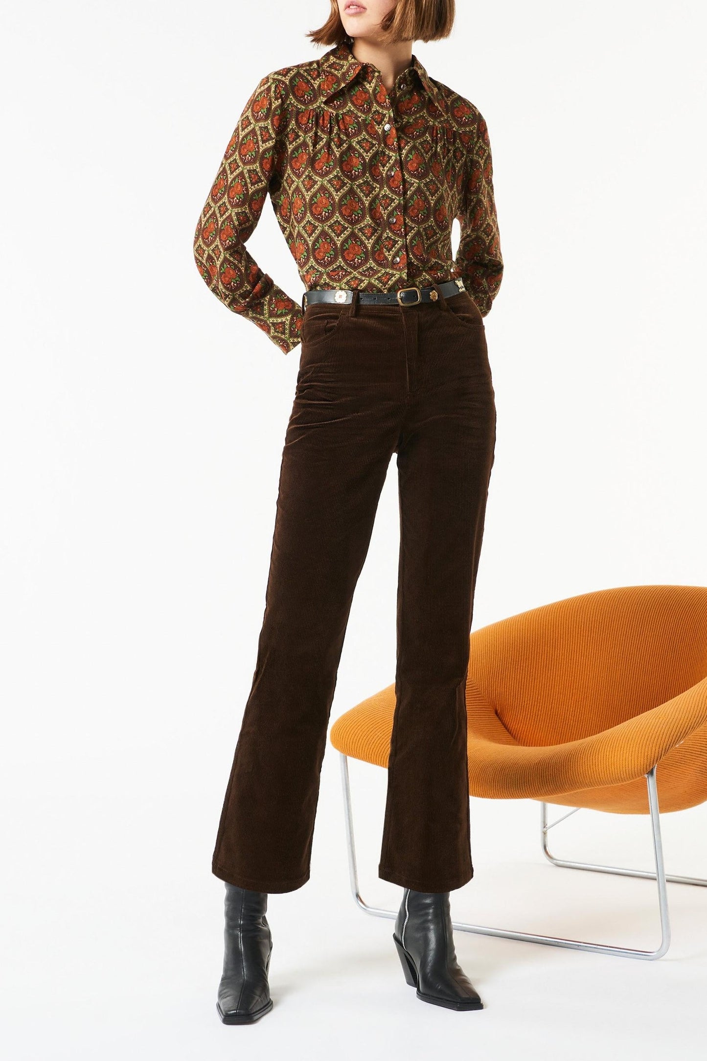 Moni velvet flared pants - Brown