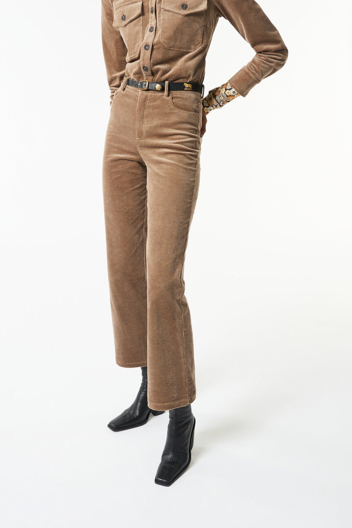 Moni velvet flared pants - Beige