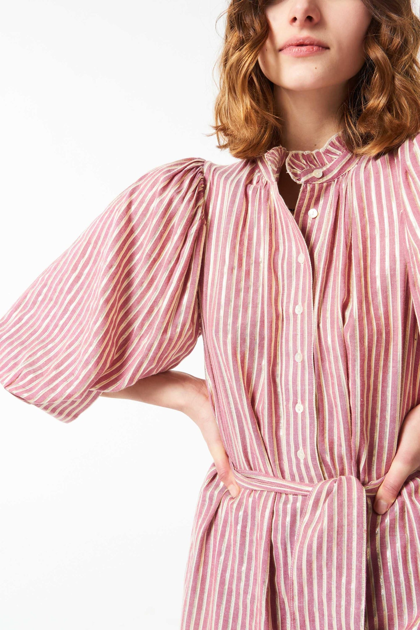Meela long striped dress - Red