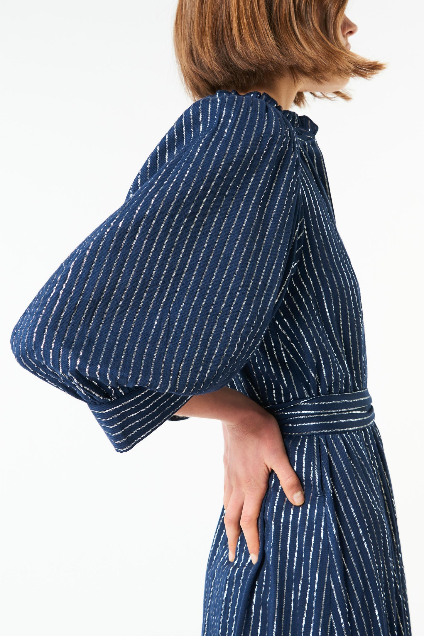 Meela long striped dress - Navy