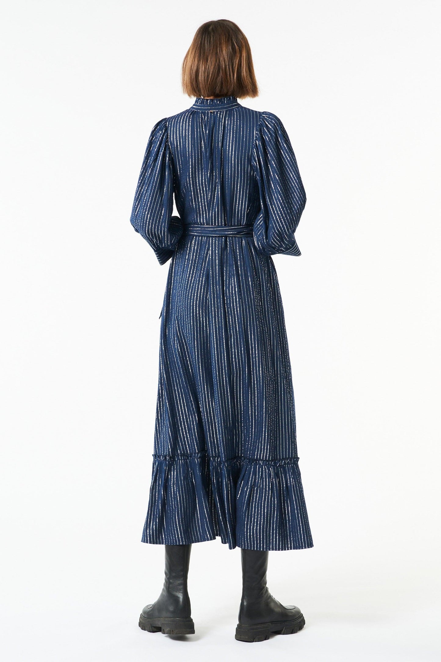 Meela long striped dress - Navy