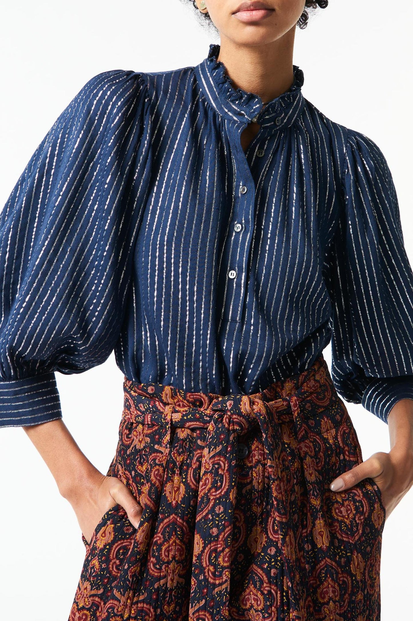 Meela striped blouse - Navy