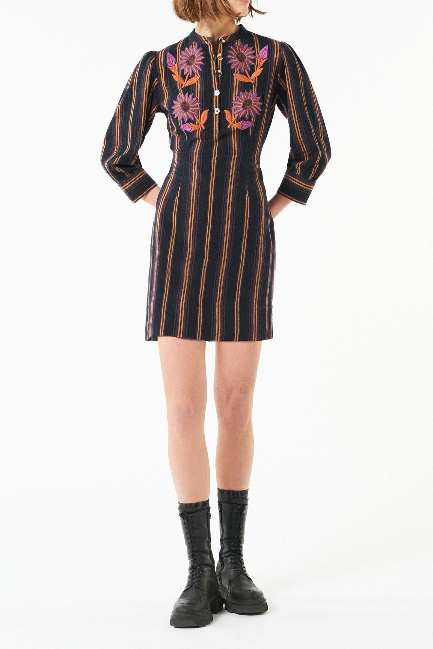 Matis embroidered mini dress - Black