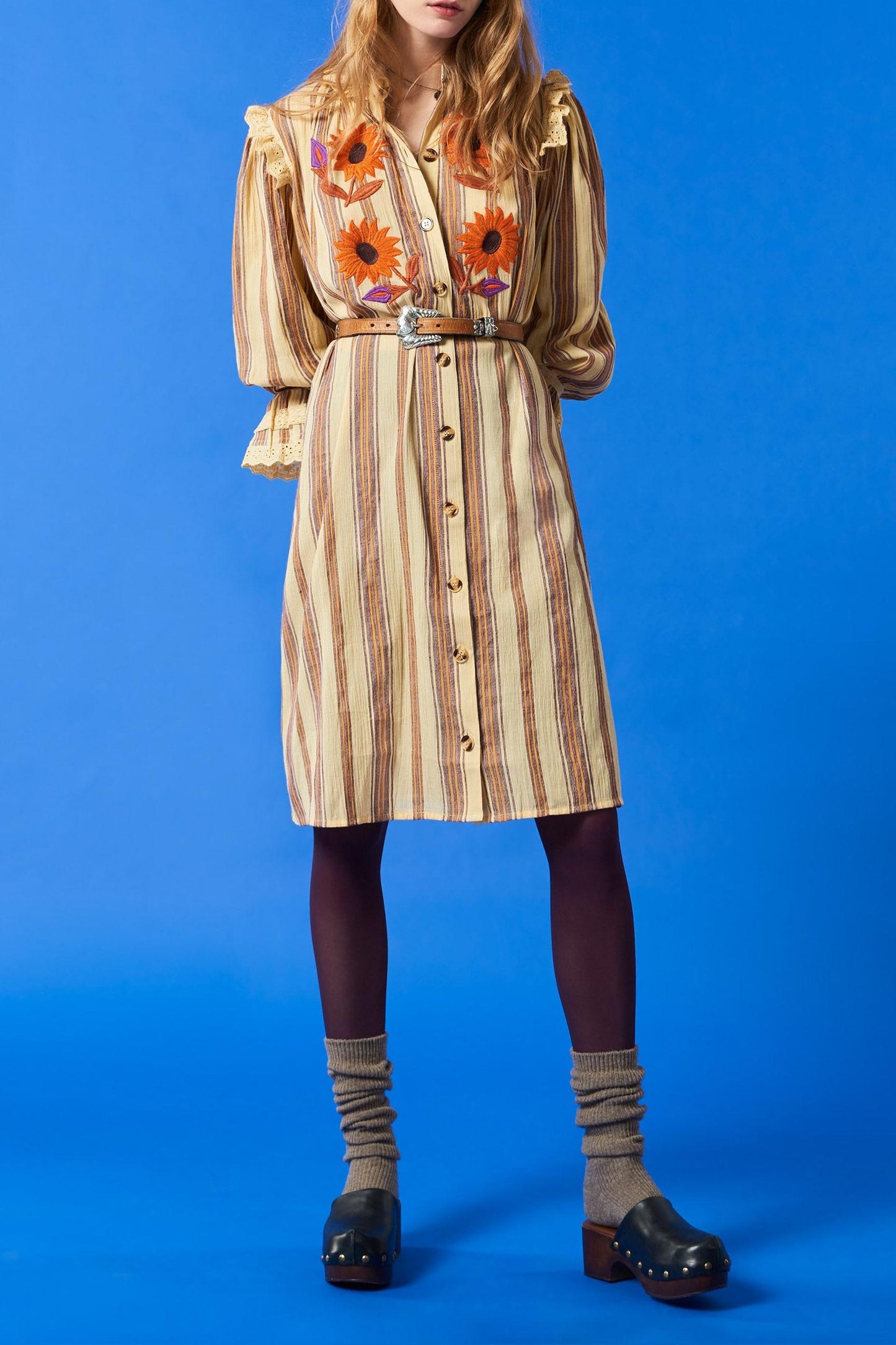 Matis embroidered dress - Beige