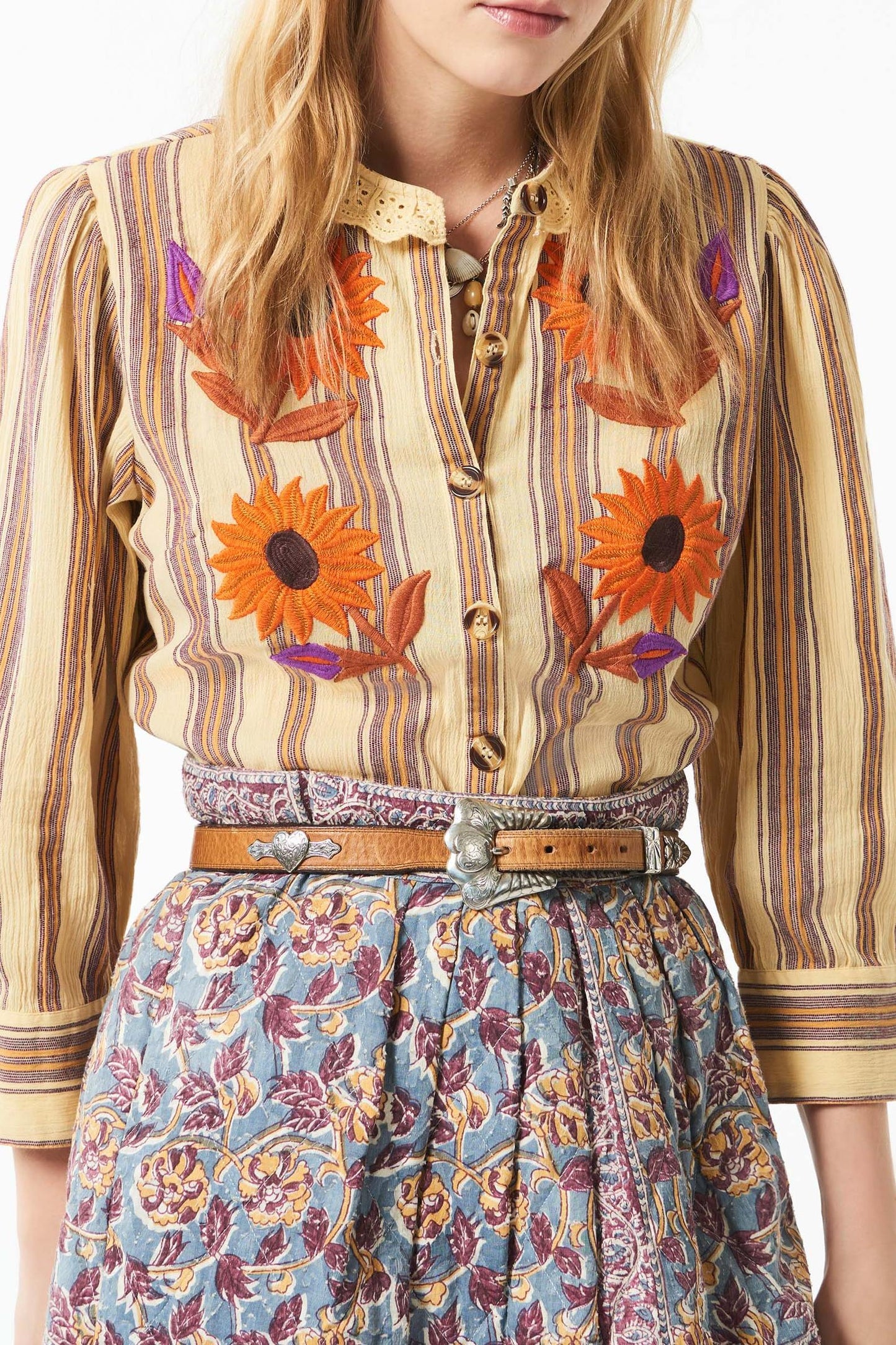 Matis embroidered shirt - Beige