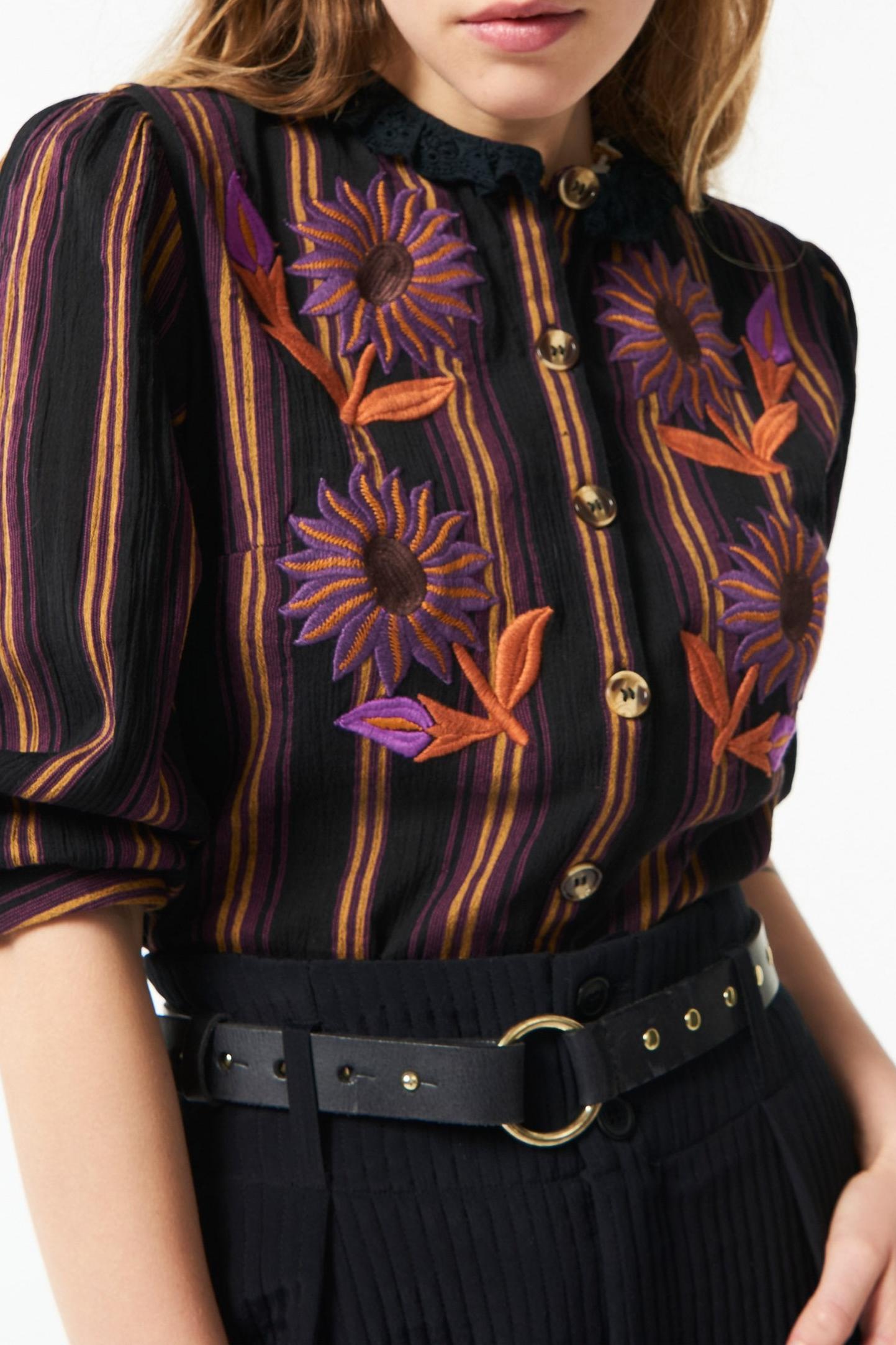 Matis embroidered shirt - Black