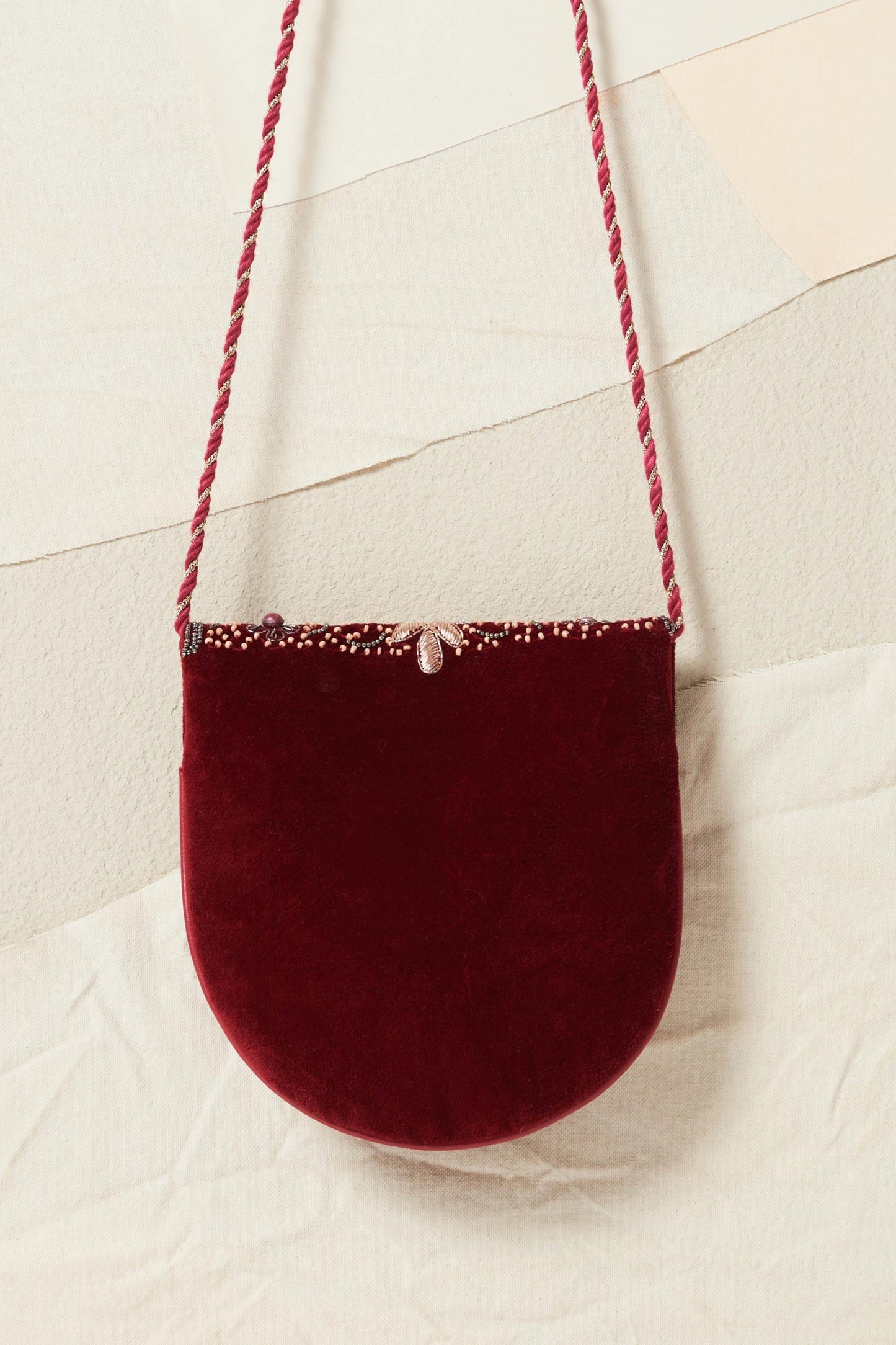 Marie embroidered bucket bag - Burgundy