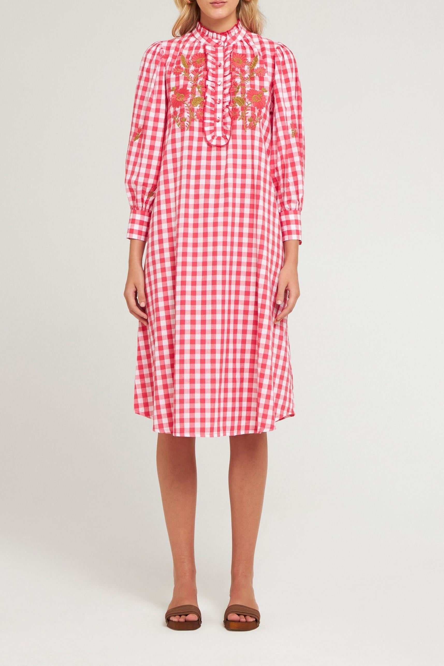 Robe brodée Polly rouge