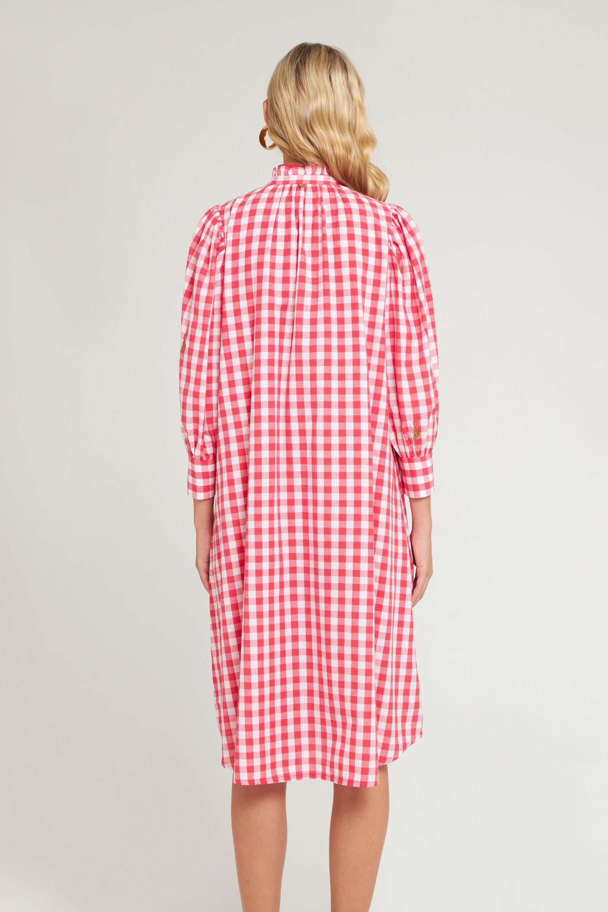 Robe brodée Polly rouge