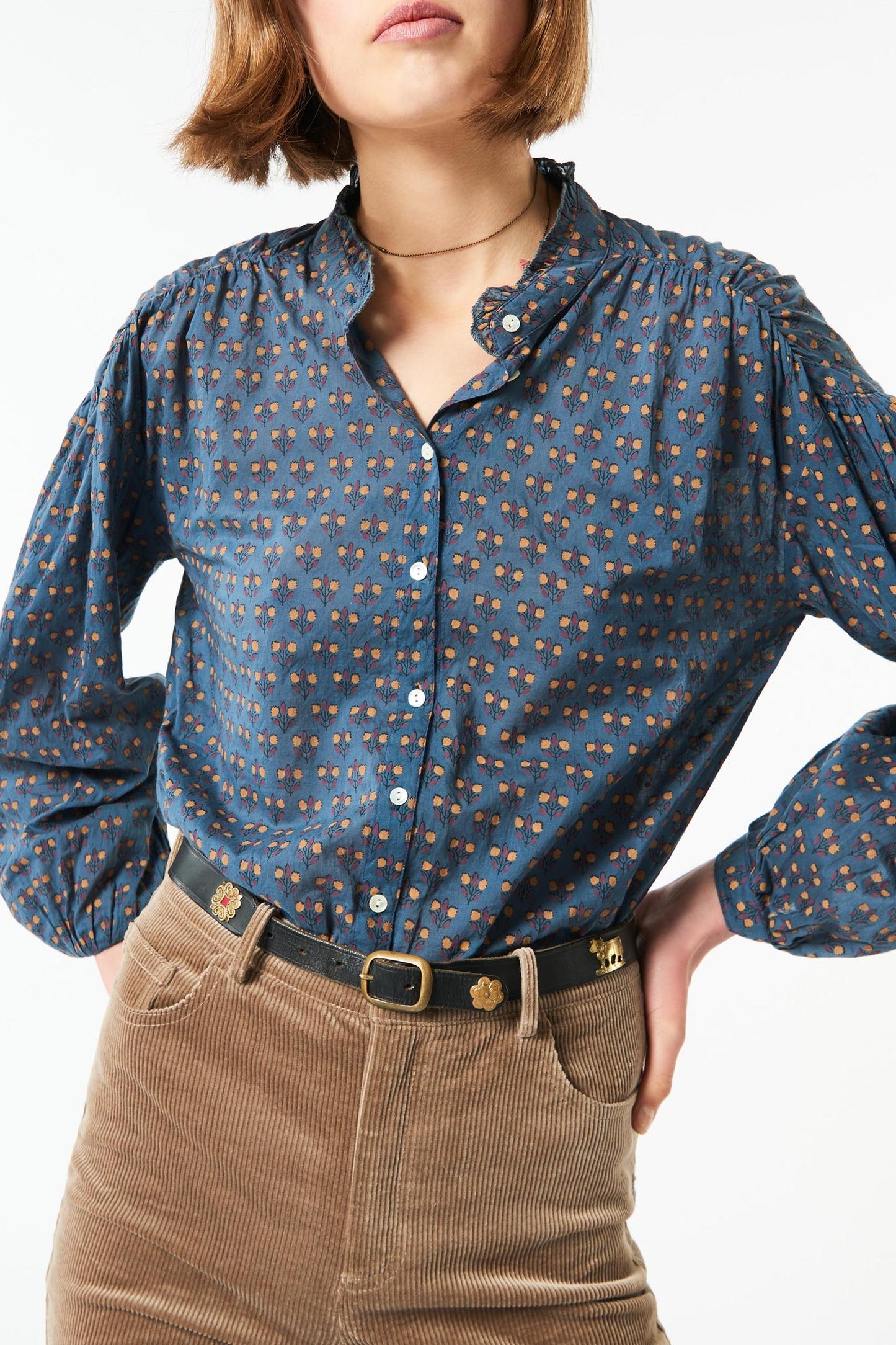 Lalo flowing printed blouse - Dark Blue