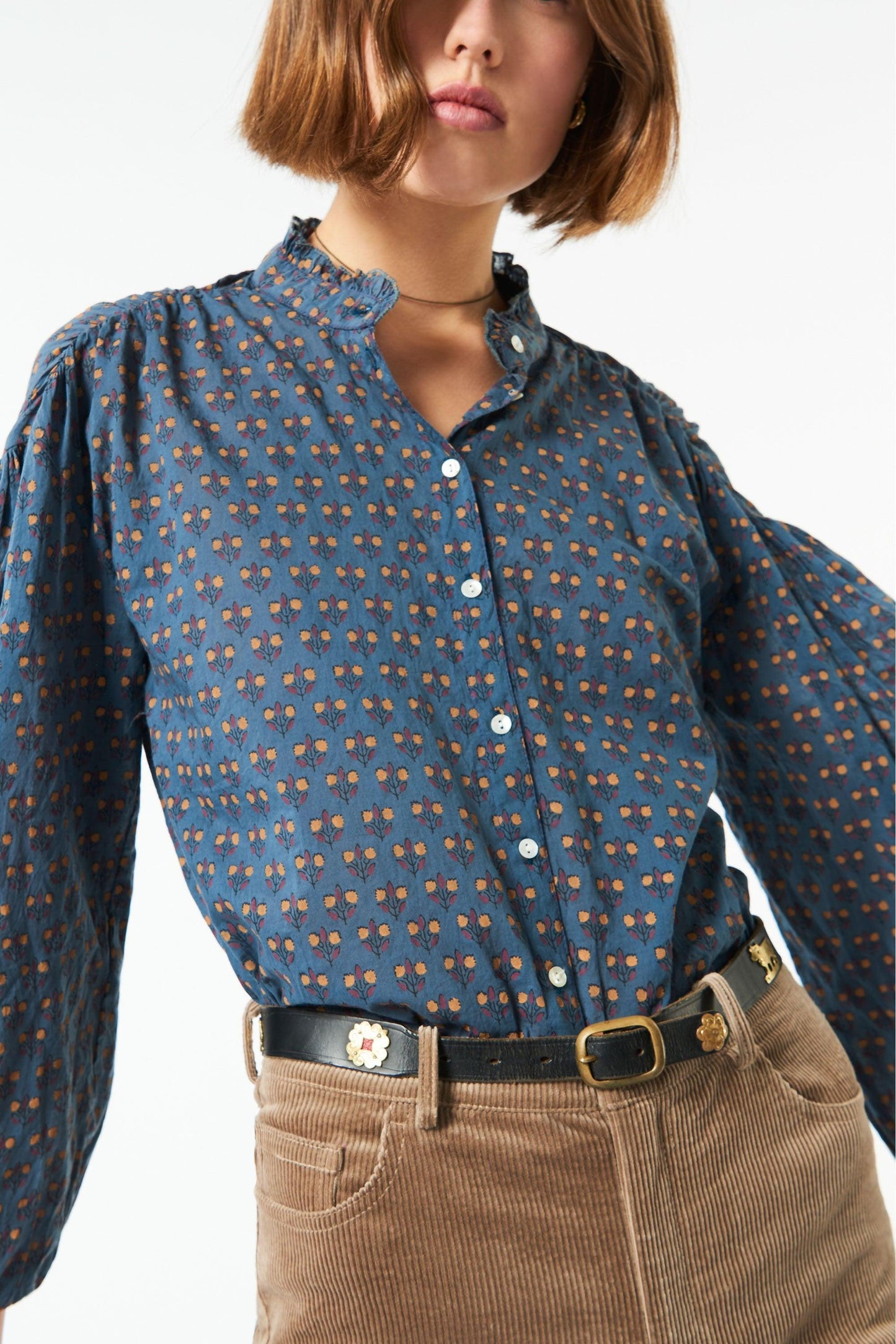 Lalo flowing printed blouse - Dark Blue