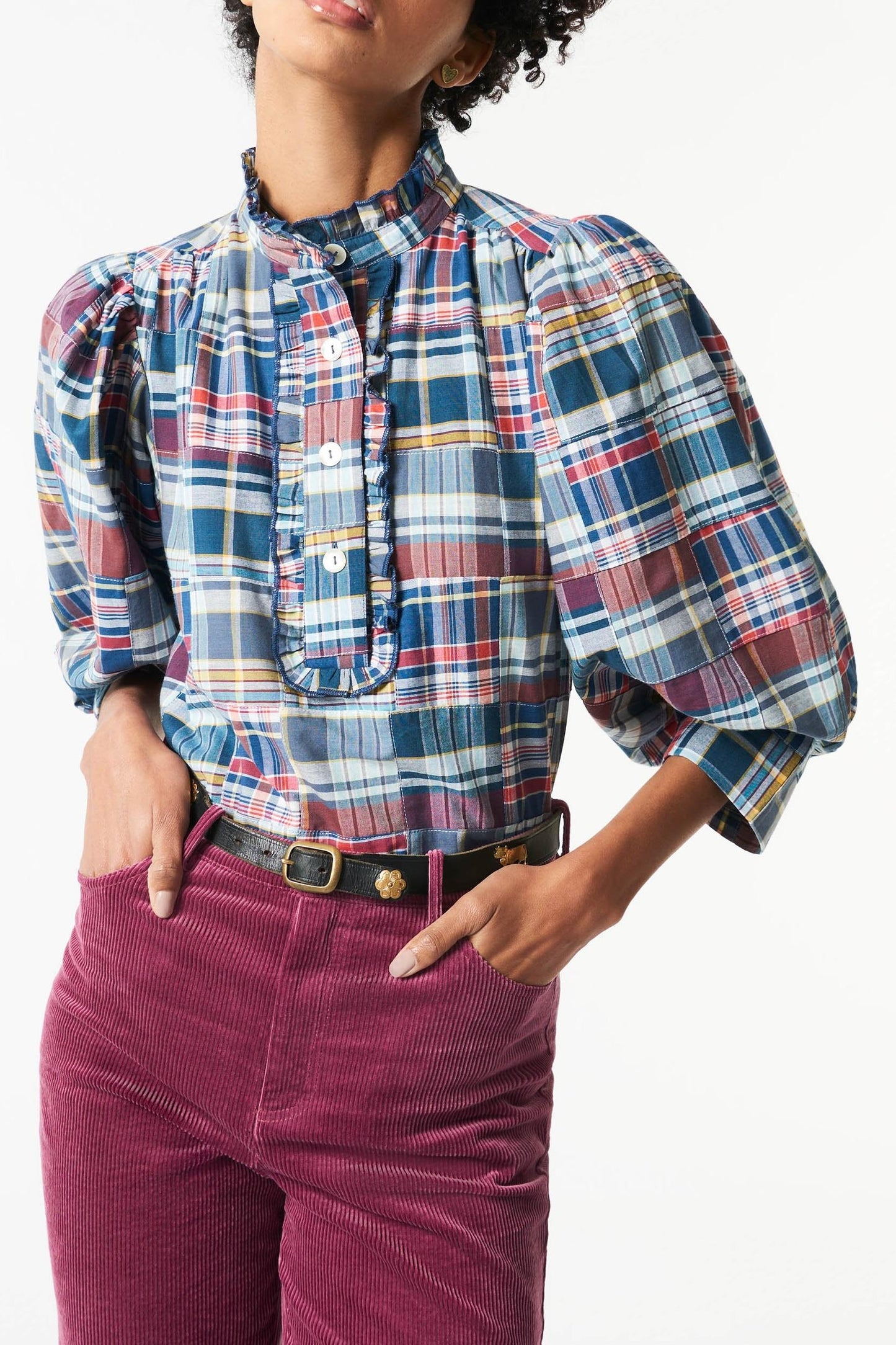 Jerro patchwork blouse - Blue