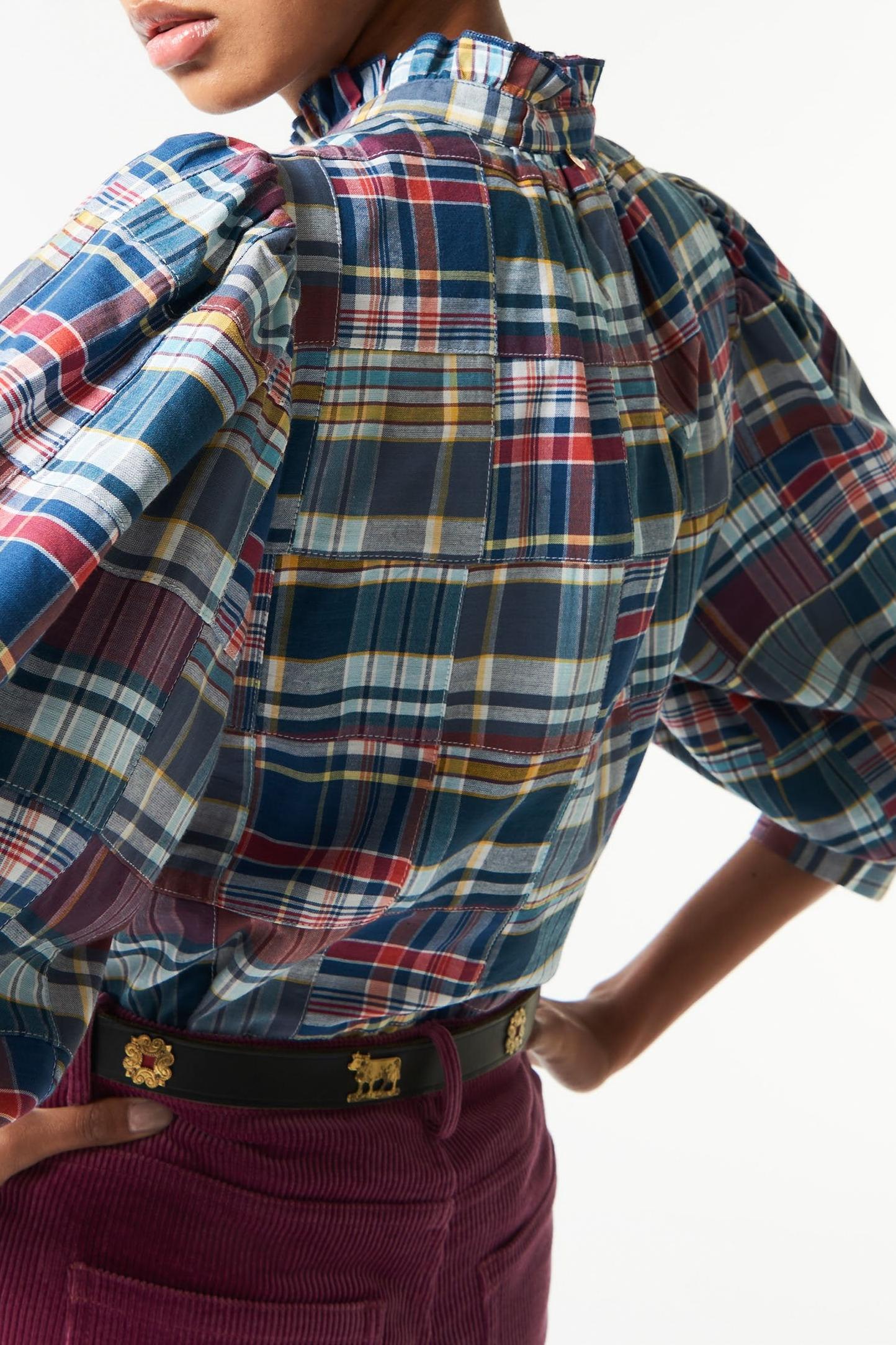 Jerro patchwork blouse - Blue