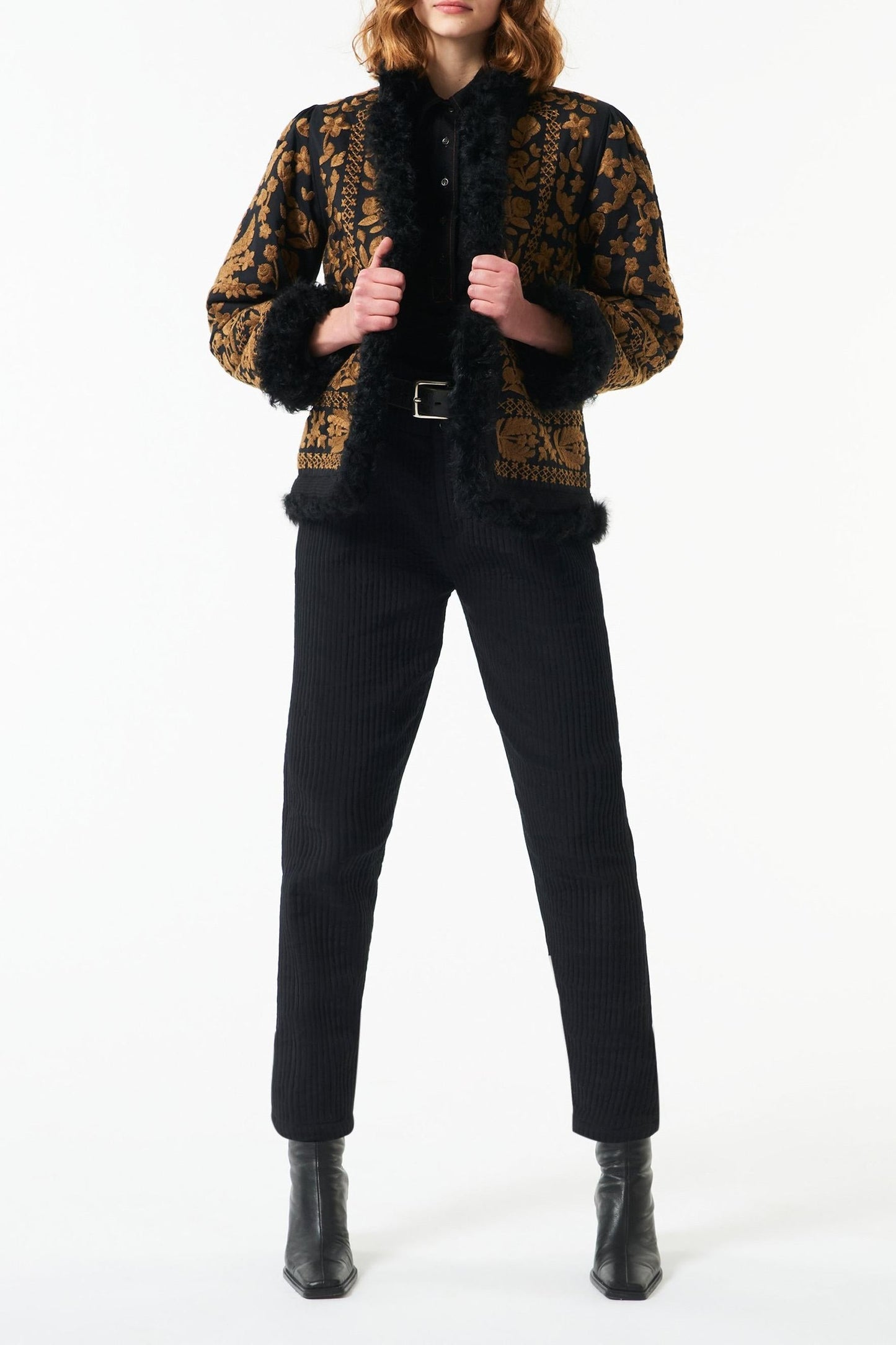 Huga fur jacket - Black and gold