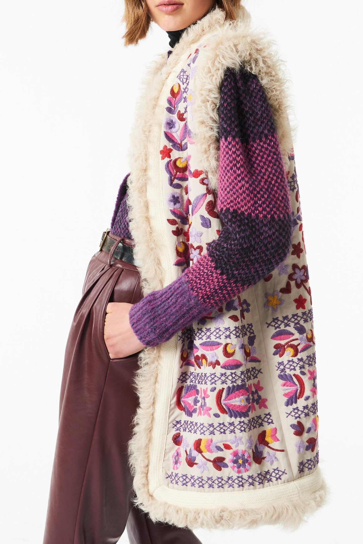 Huga long fur vest - Beige