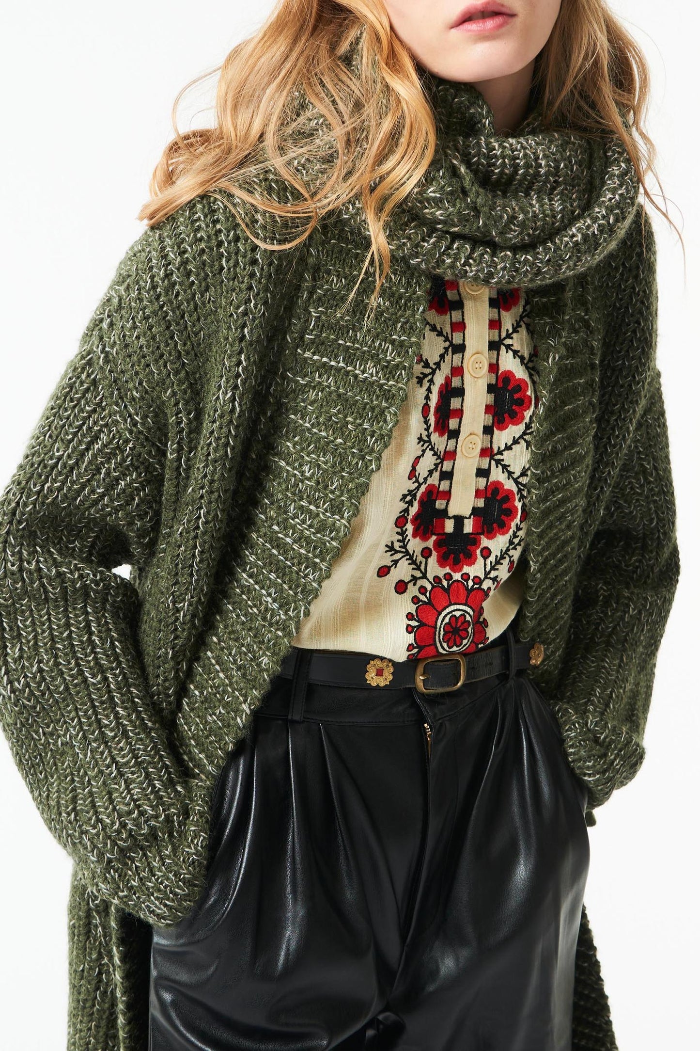 Harry long alpaca jacket - Khaki