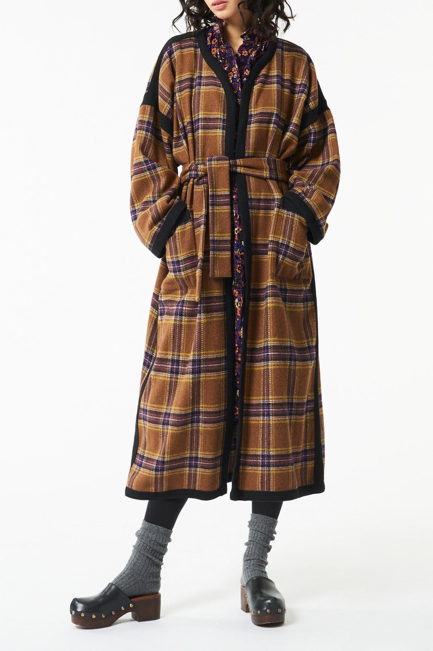 Haro long belted coat - Camel