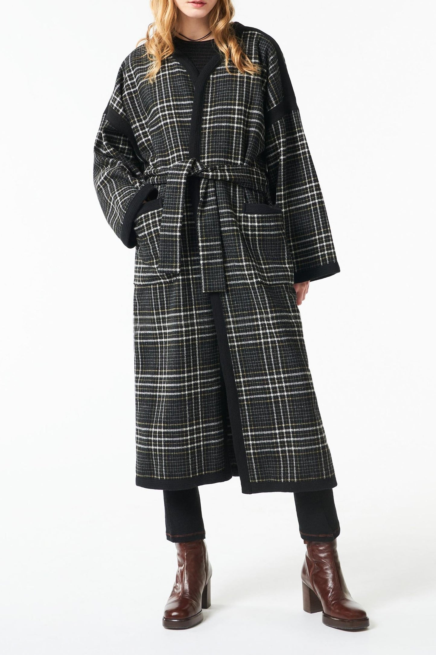 Haro long belted coat - Black