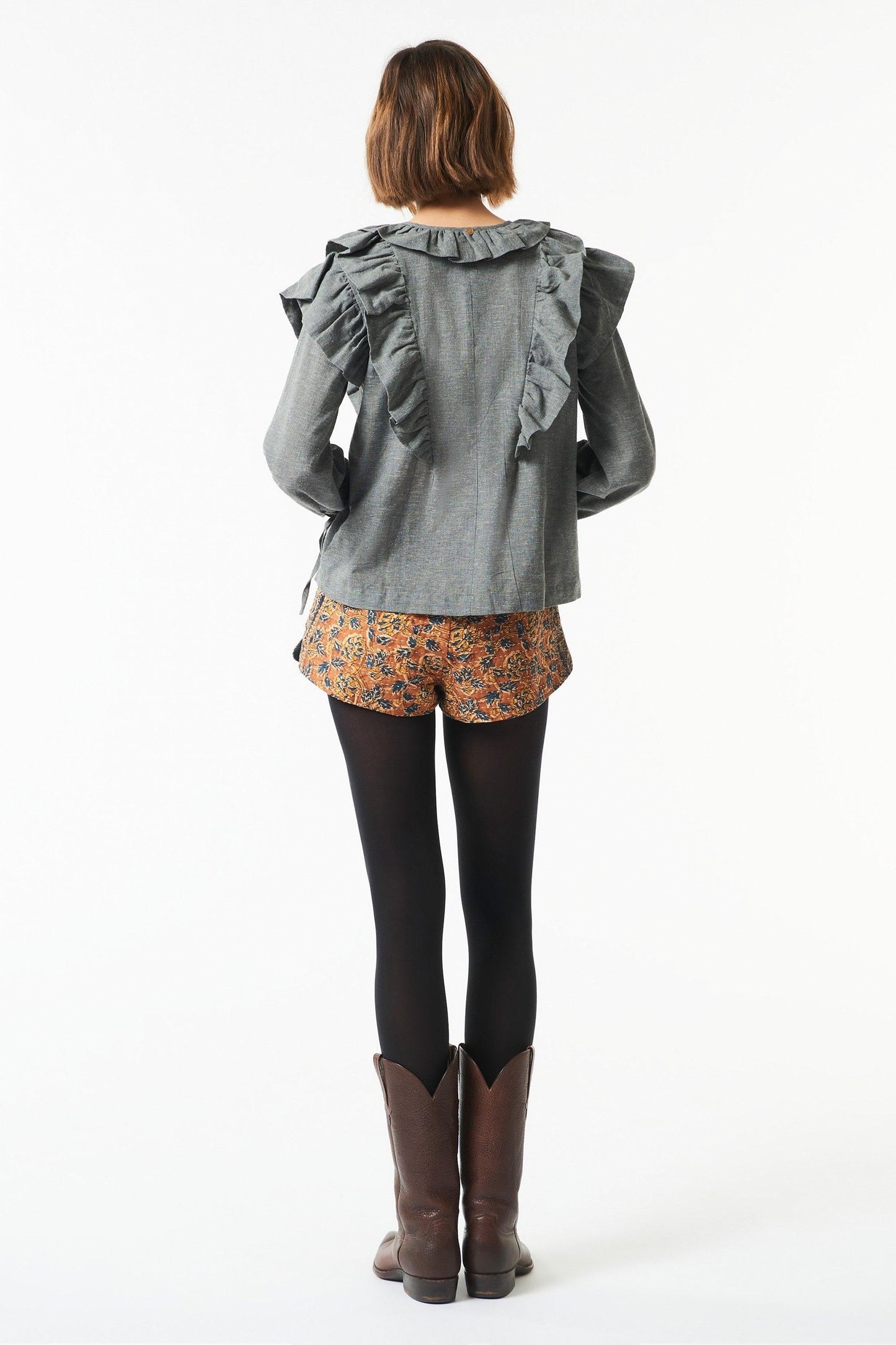 Fanny printed quilted shorts - Camel