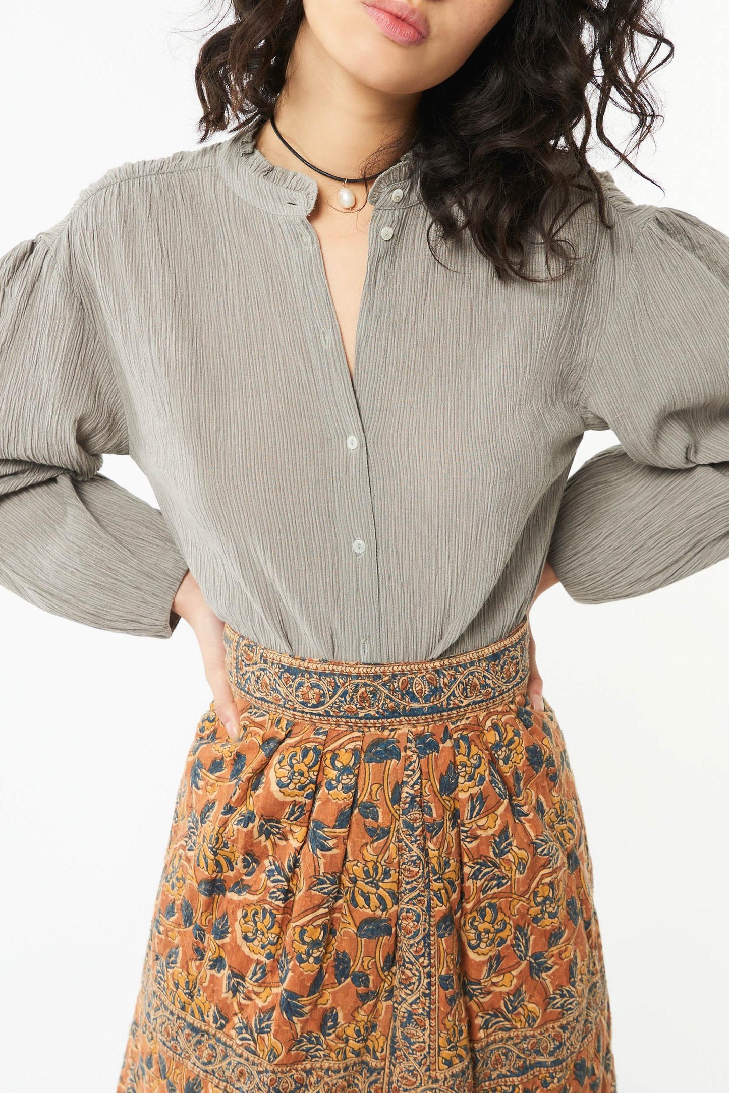 Fanny printed quilted skirt - Camel