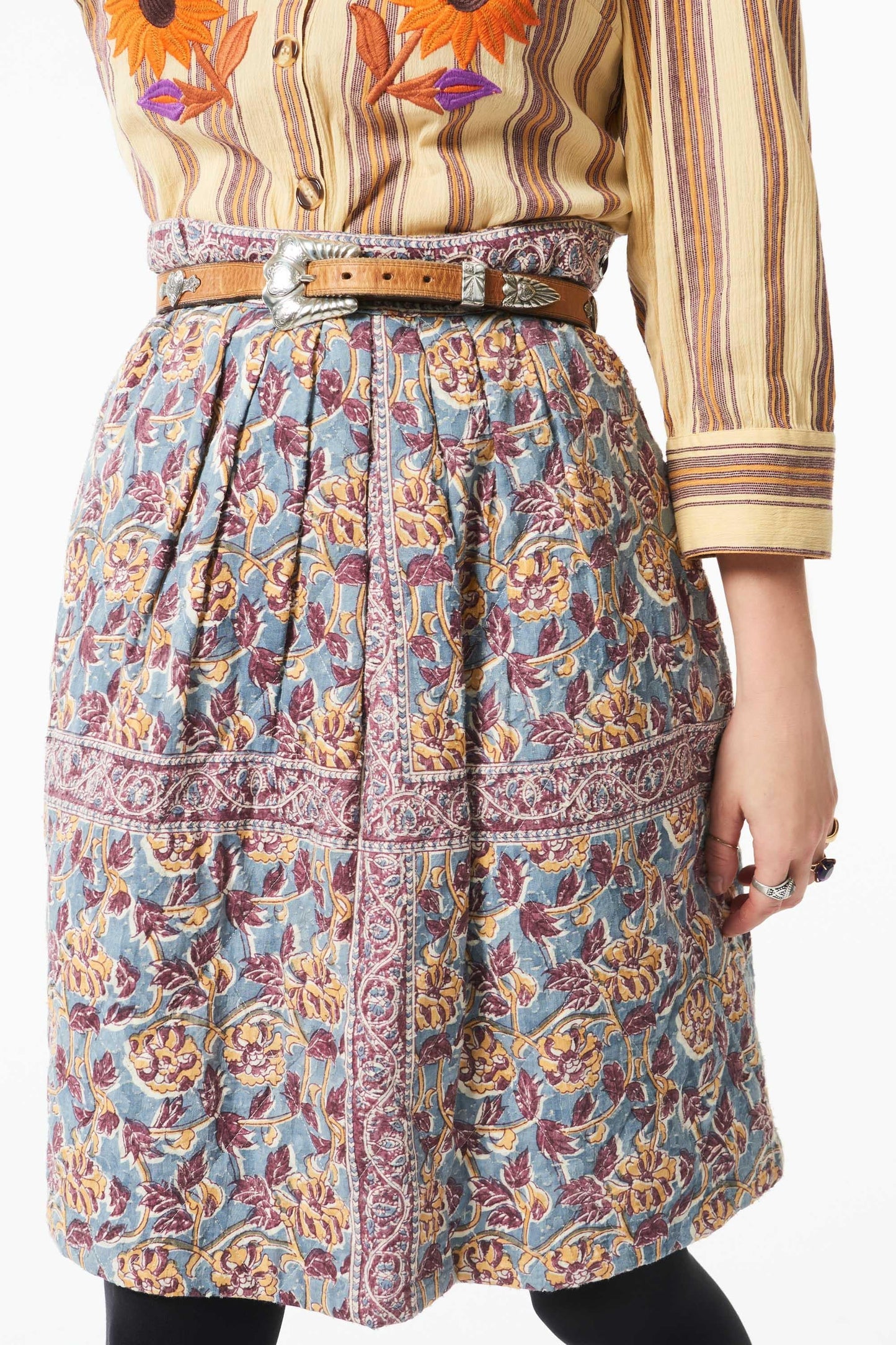 Fanny printed quilted skirt - Blue