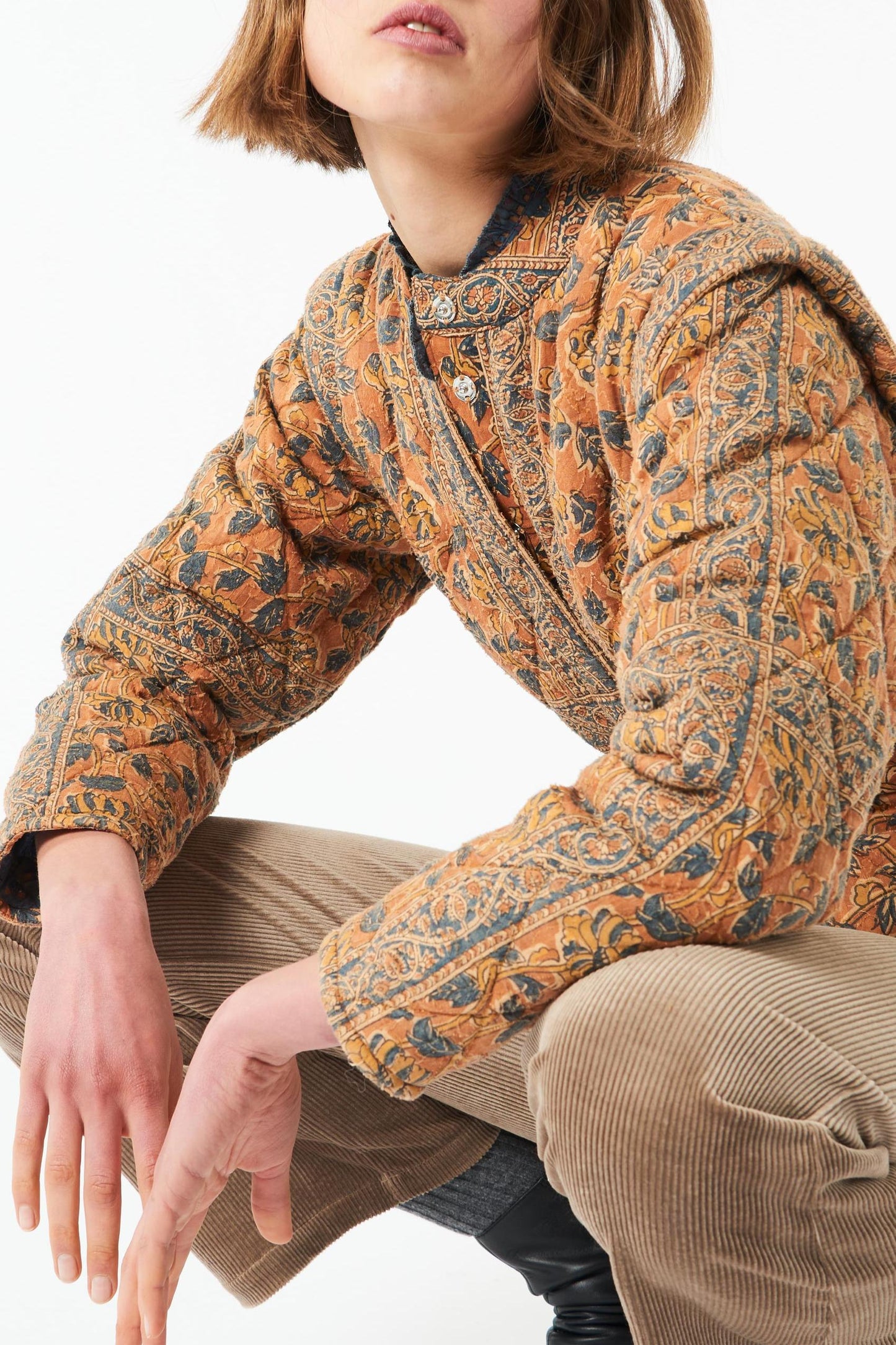 Fanny printed quilted jacket - Camel