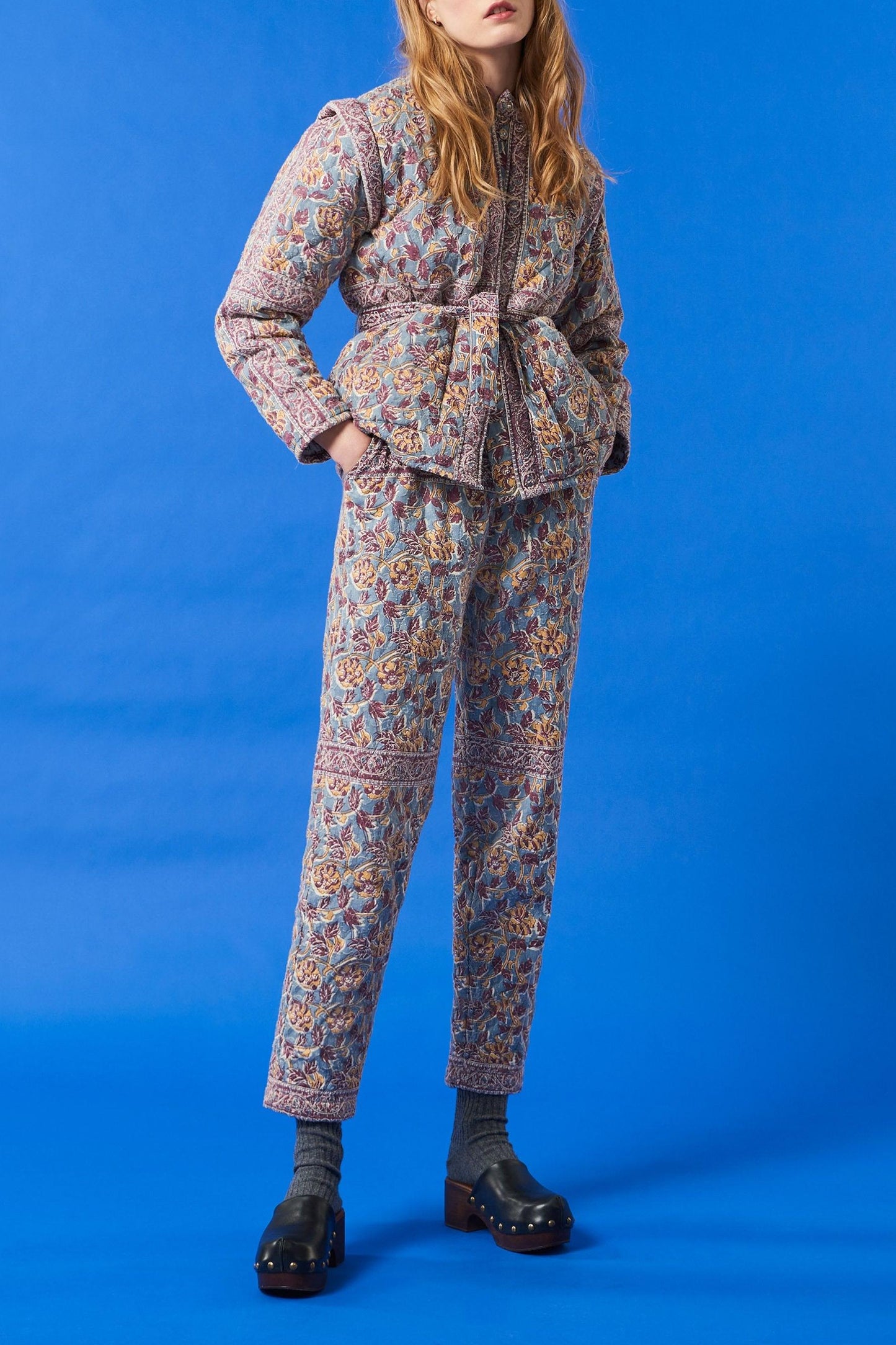 Fanny printed quilted jacket - Blue