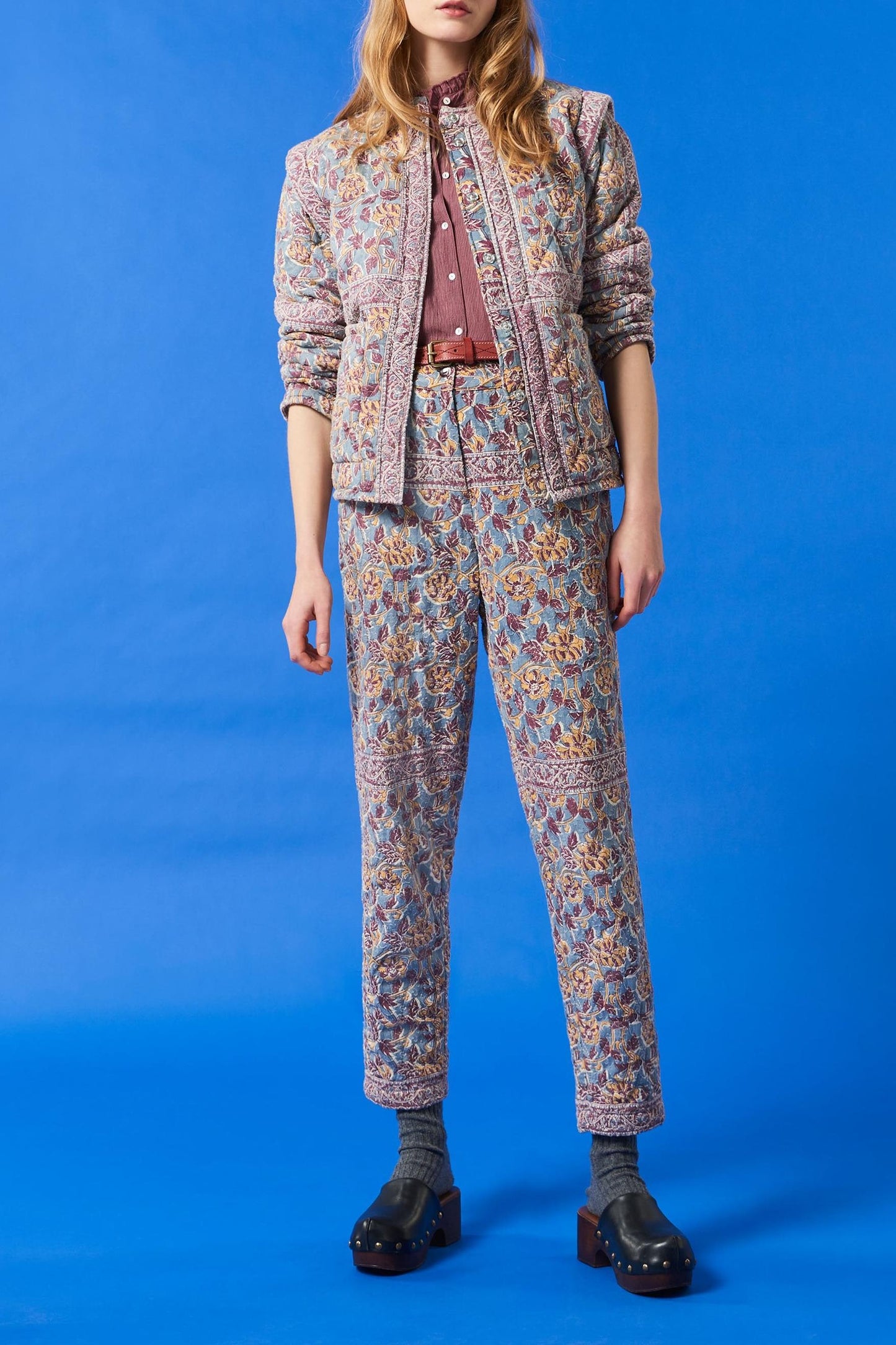 Fanny printed quilted jacket - Blue