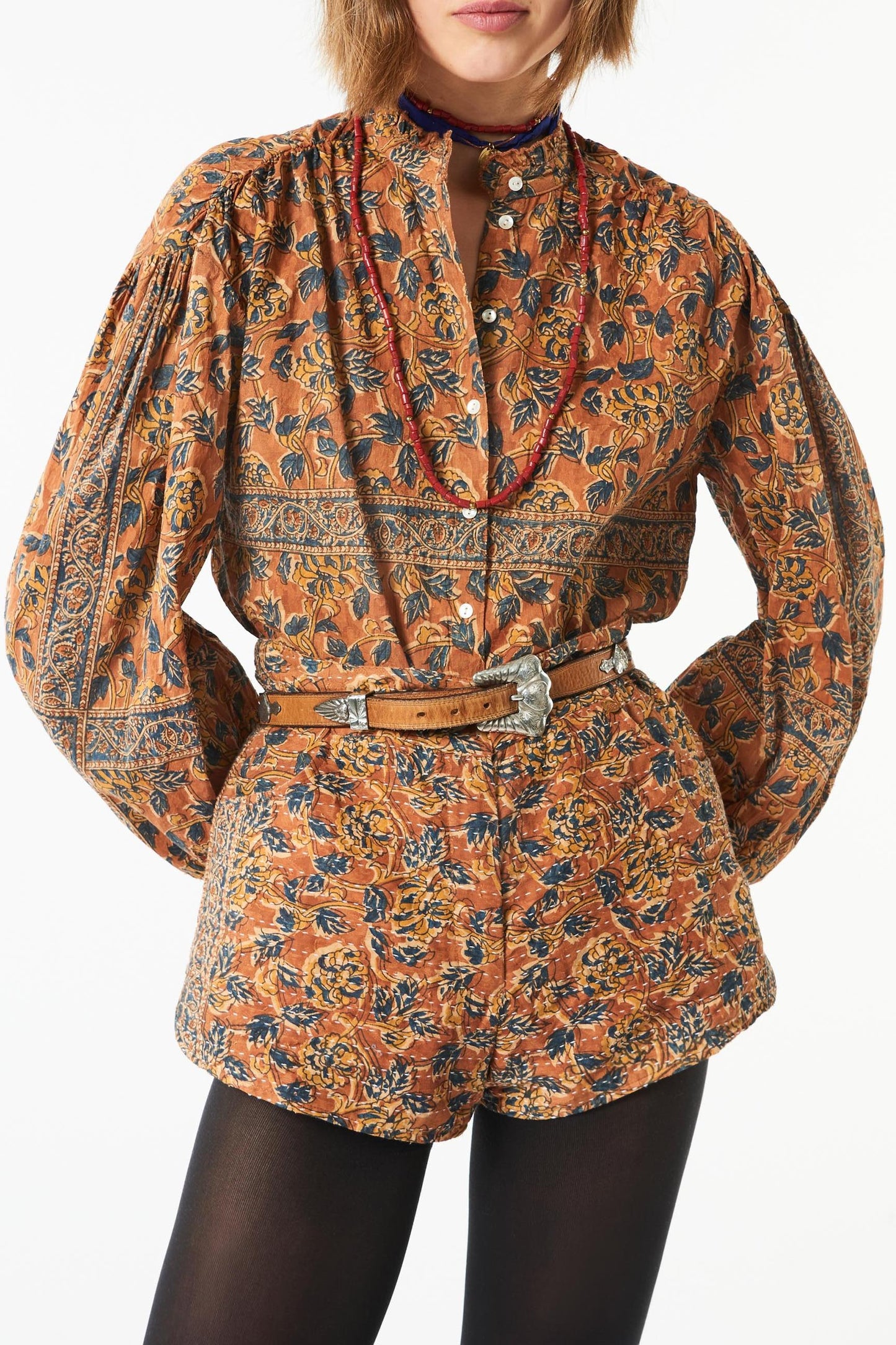 Fanny printed fluid blouse - Camel