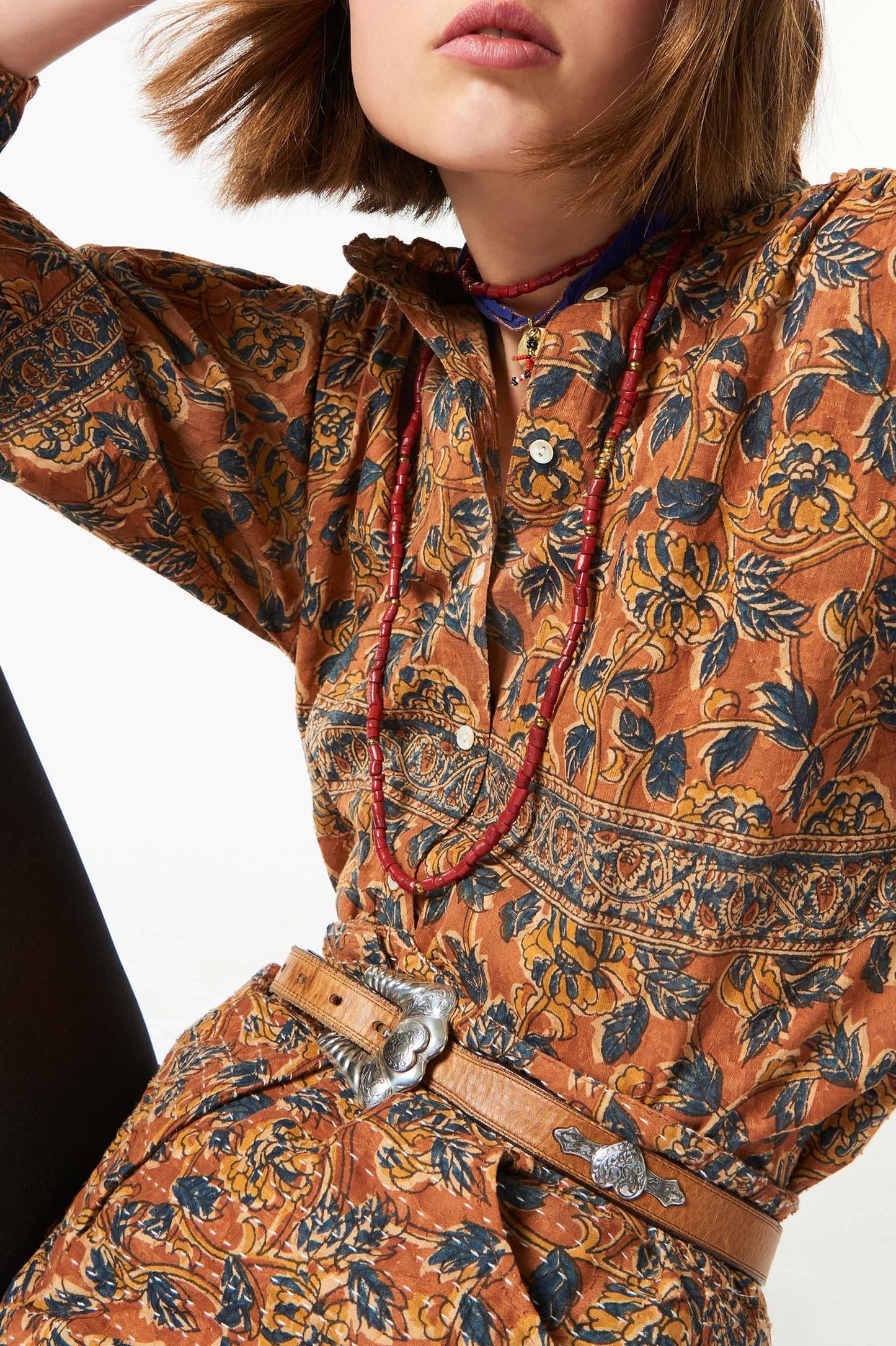 Fanny printed fluid blouse - Camel