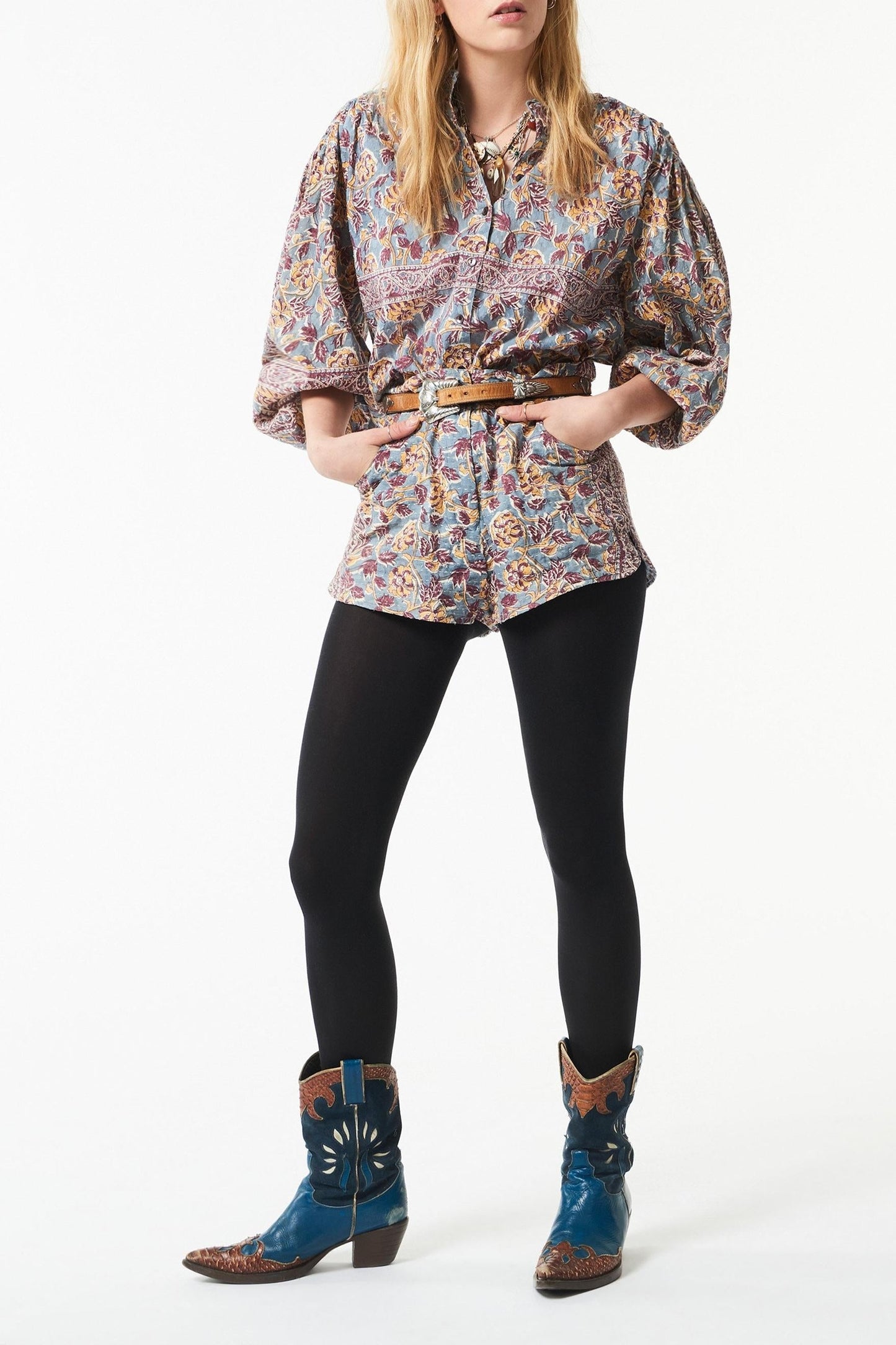 Fanny printed fluid blouse - Blue