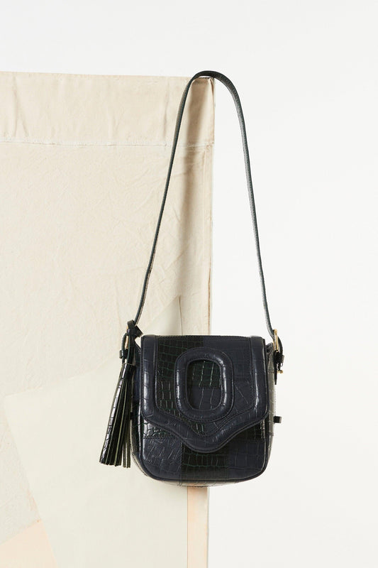 Cathy croco satchel bag - Blue and green