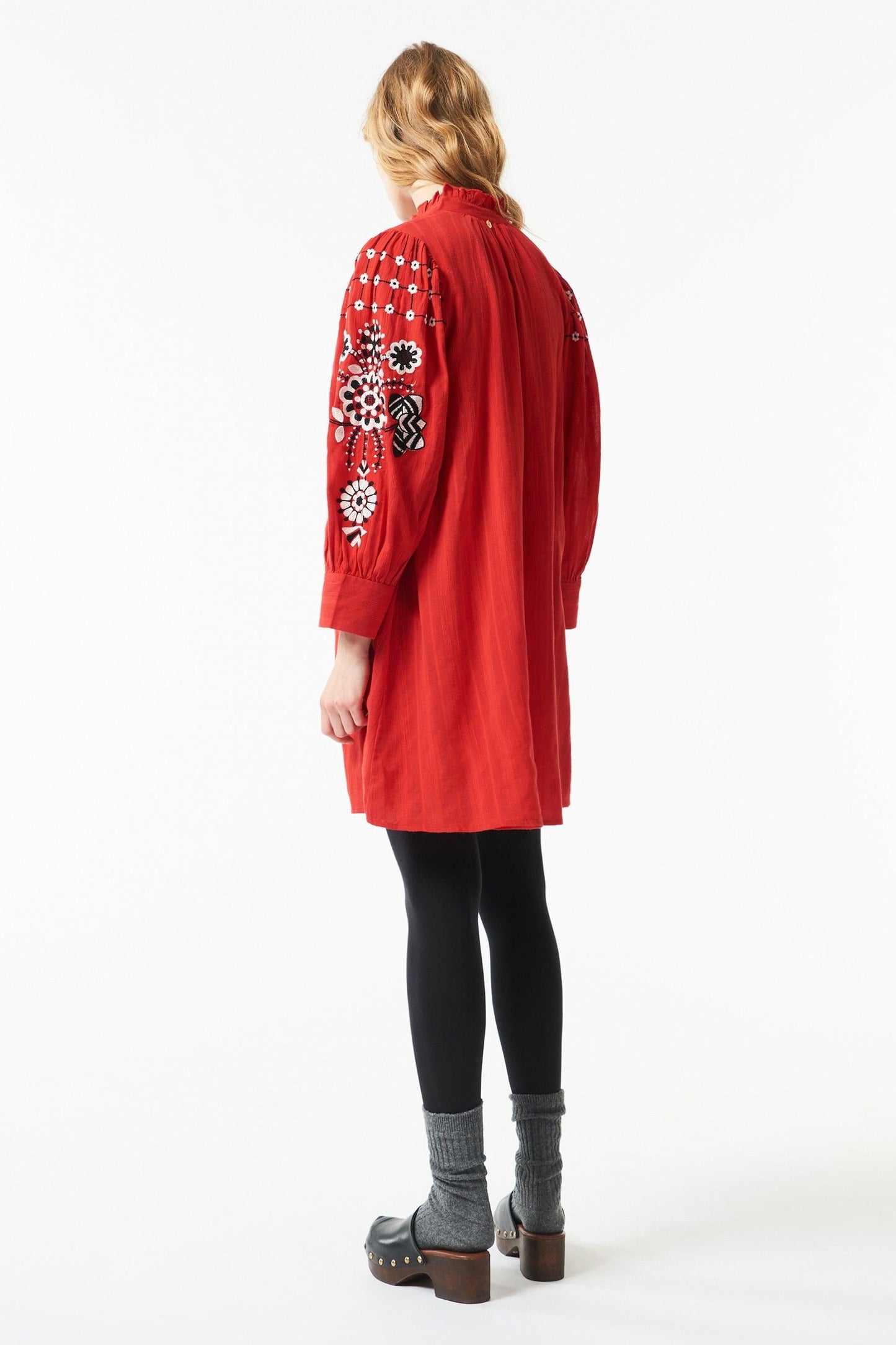 Cami embroidered mini dress - Red