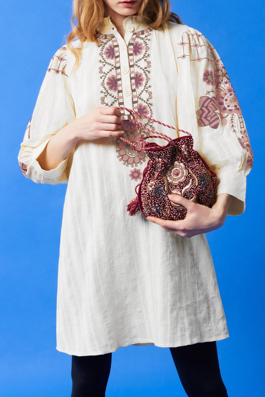 Cami embroidered mini dress - Cream