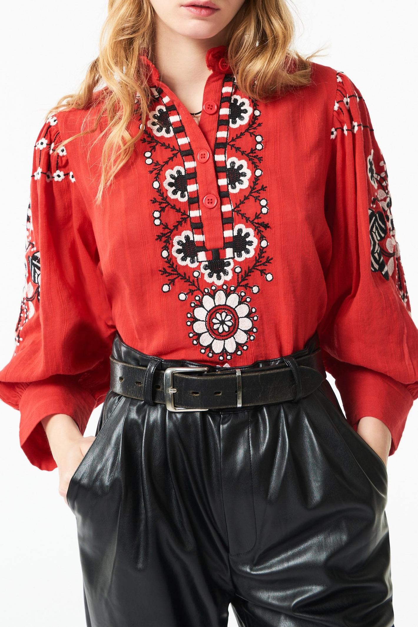 Cami embroidered blouse - Red
