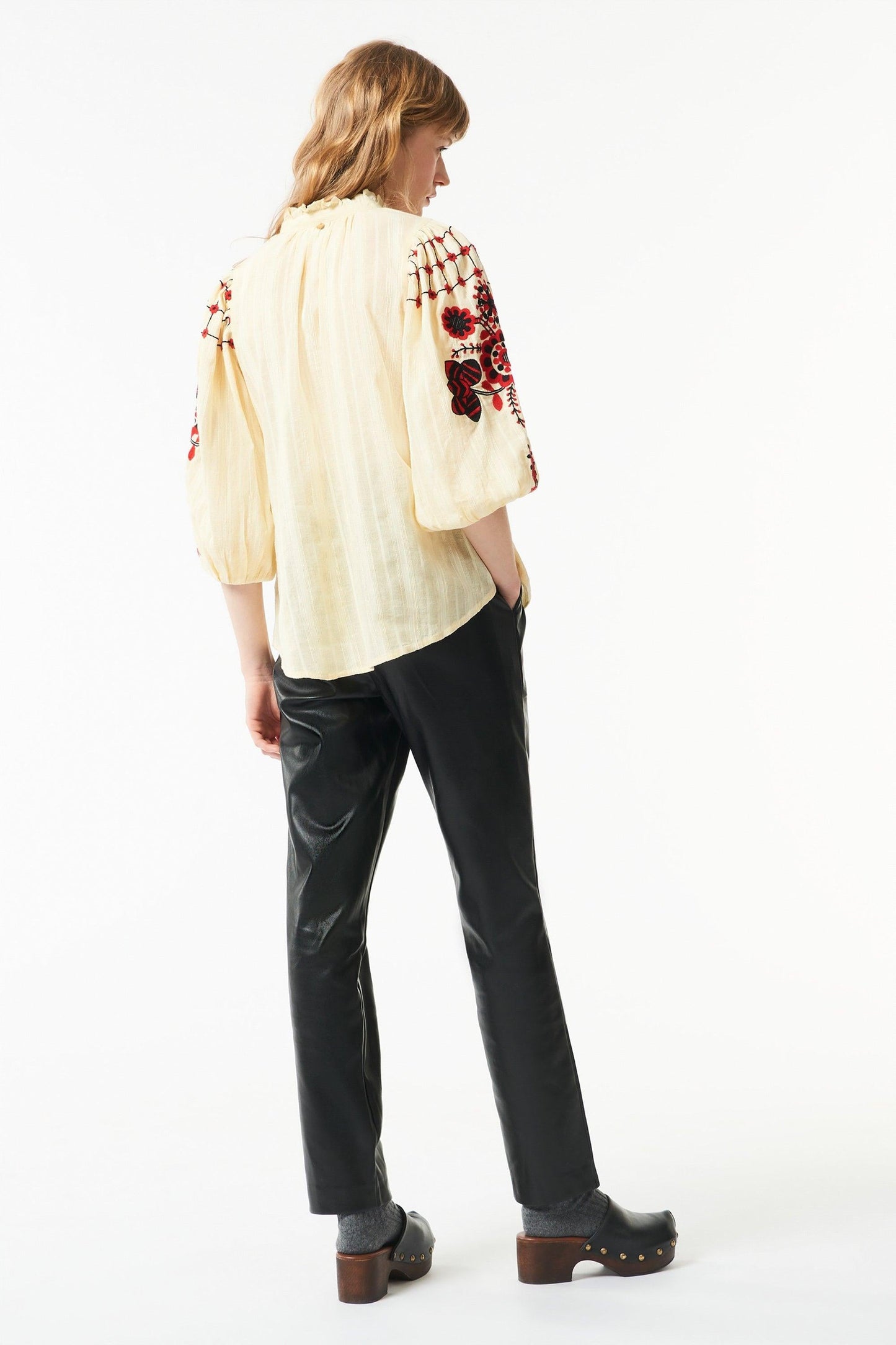 Cami embroidered blouse - White & Red