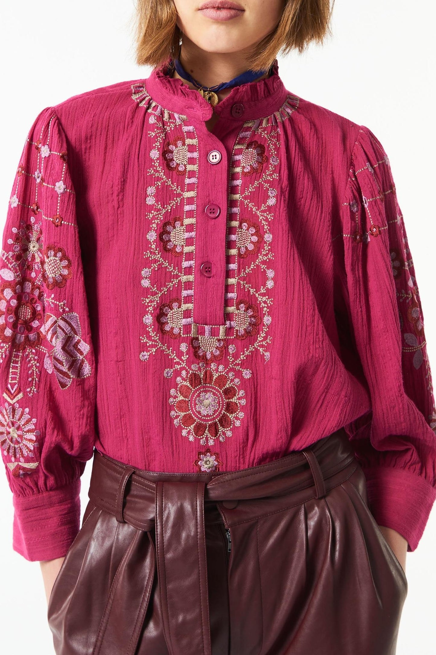 Cami embroidered blouse - Berry