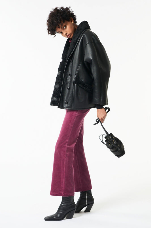 Bala mini bucket bag in leather and canvas - Black