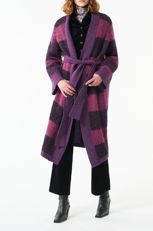 Arturo long alpaca cardigan - Purple