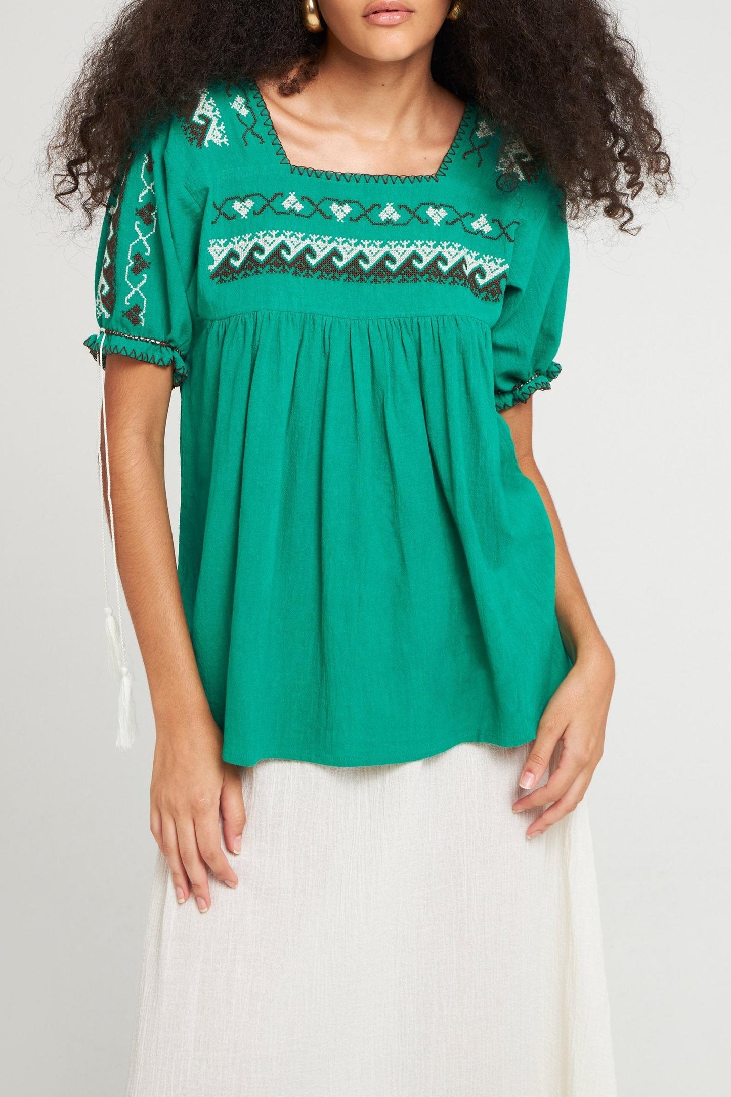 Top brodé Lime