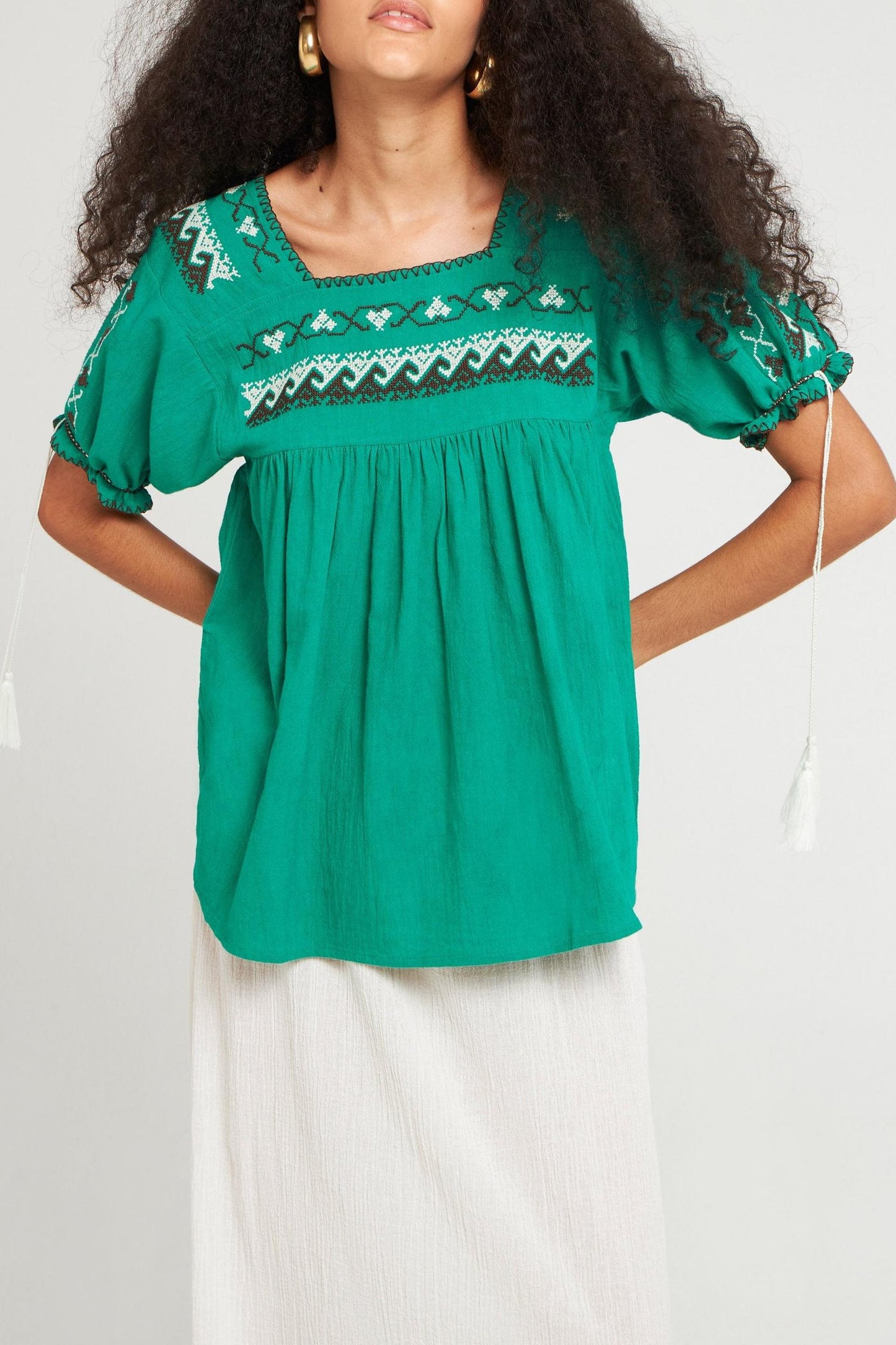 Top brodé Lime