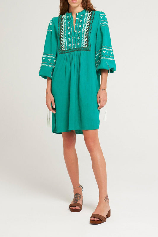 Robe brodée Lima vert