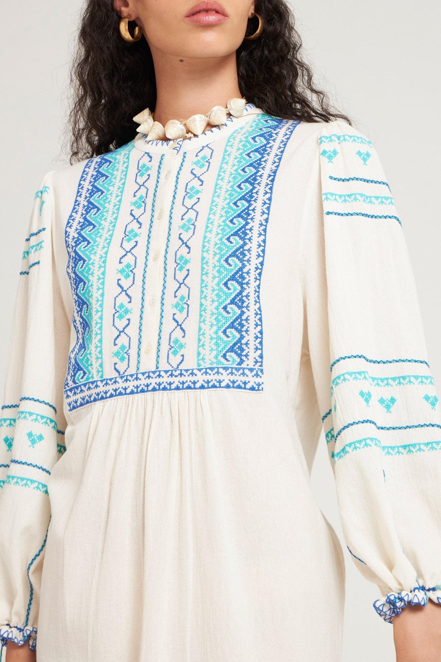 Robe brodée Lima crème