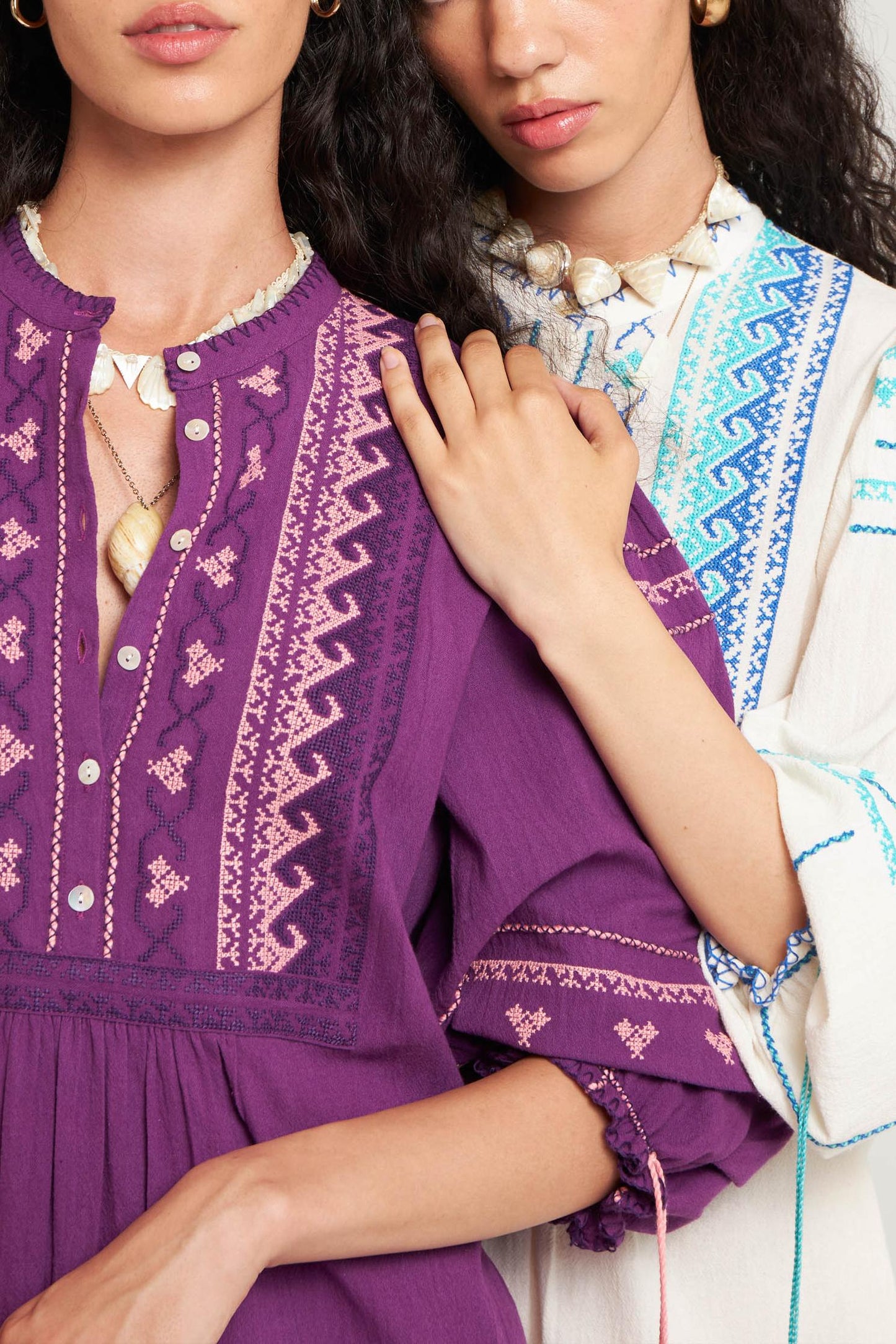 Robe brodée Lima crème