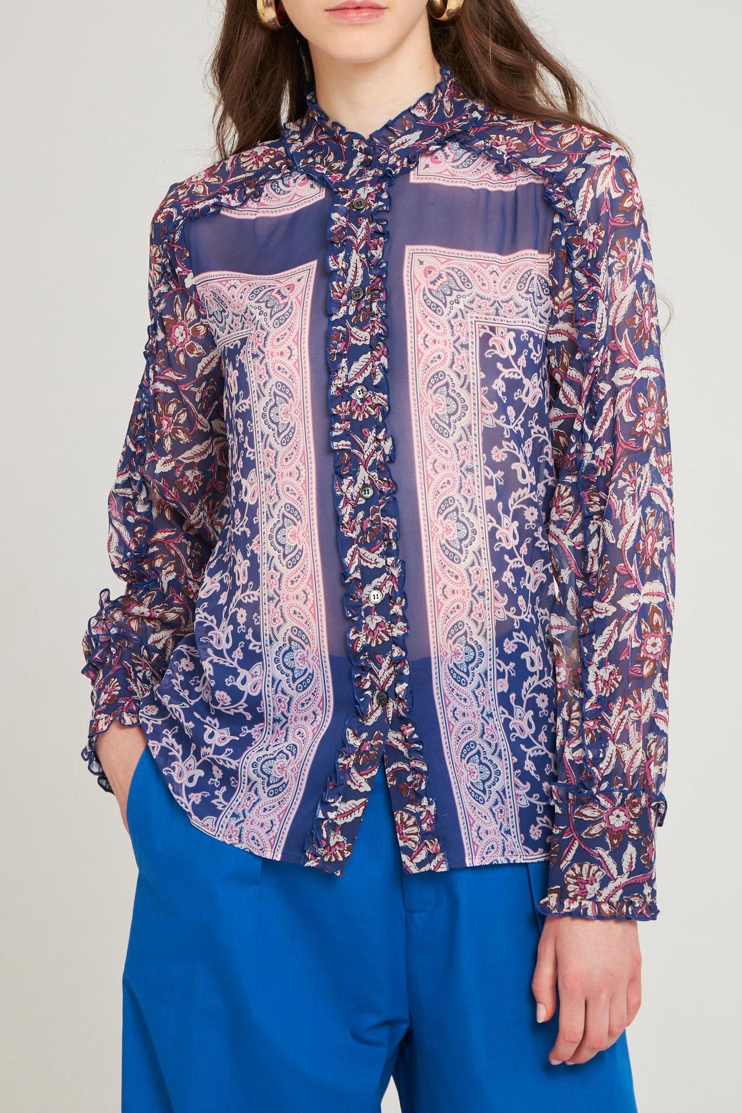 Blouse imprimée Ilona bleu foncé