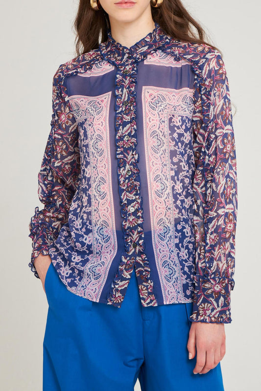 Blouse imprimée Ilona bleu foncé