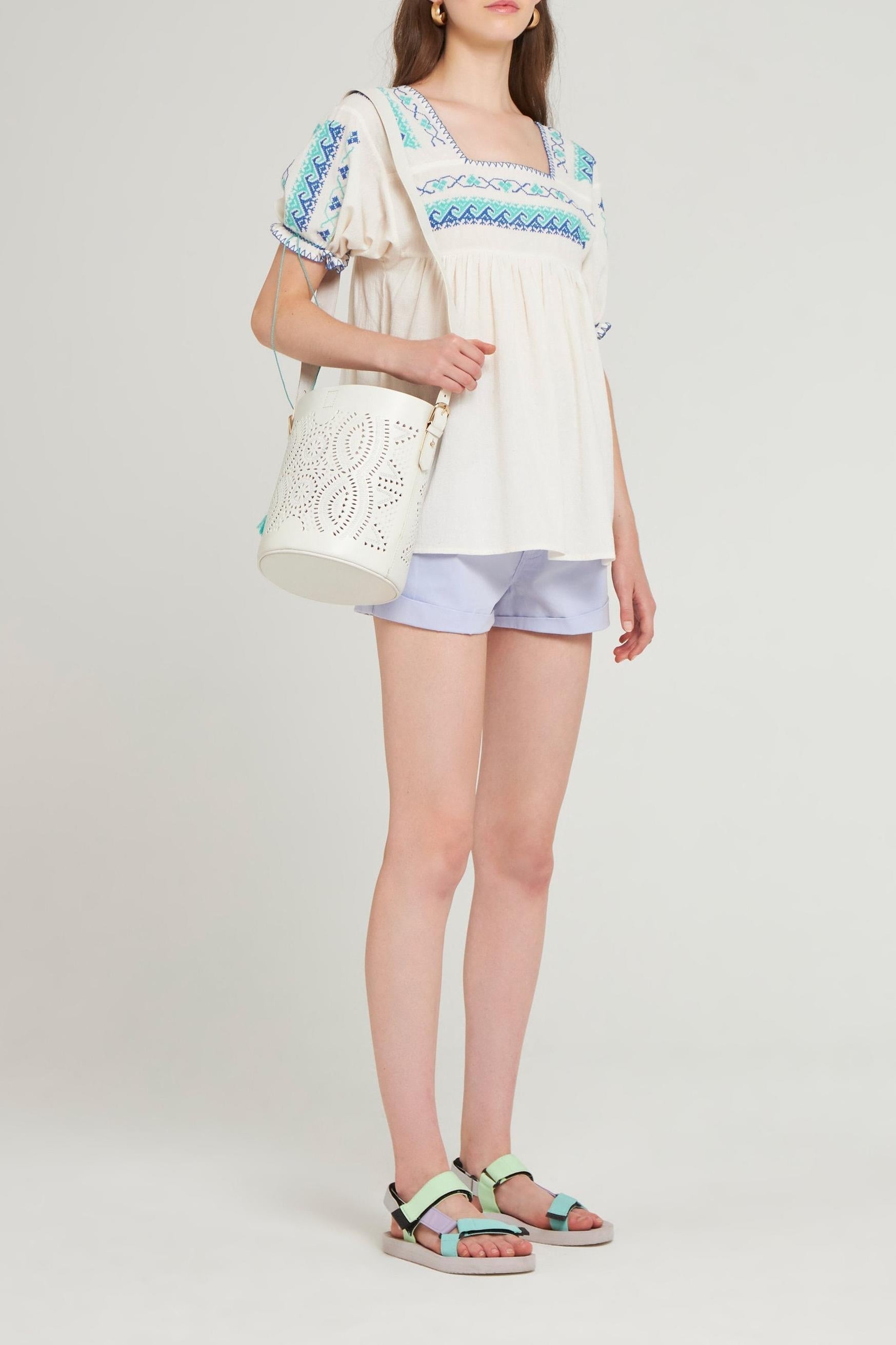 Sac seau en cuir Galy blanc