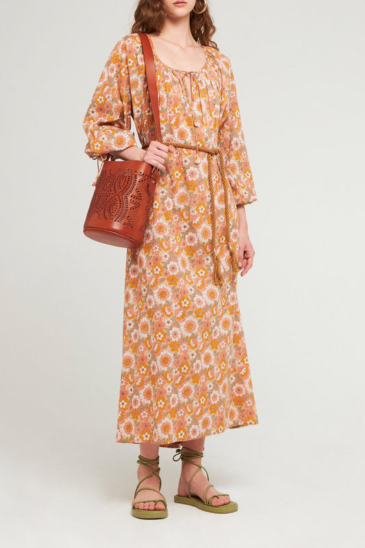 Robe longue Blossom rouille