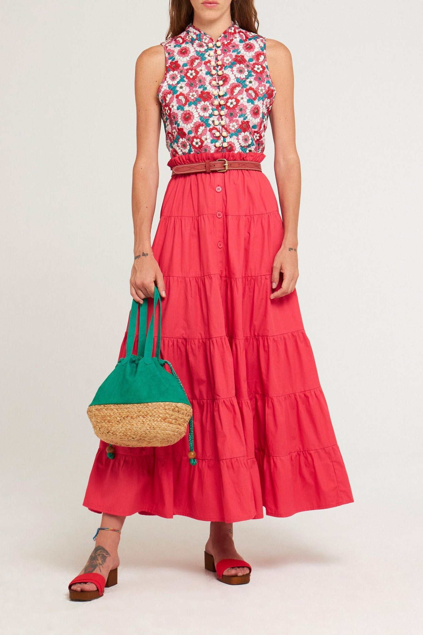Veste sans manches imprimée Blossom rouge